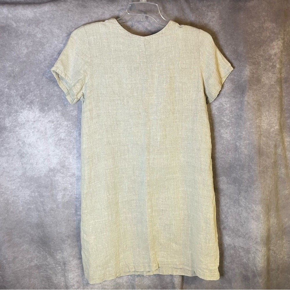 Sunbelt Beige Linen Shift Dress Summery Rustic Minimalist Medium Pockets Classy