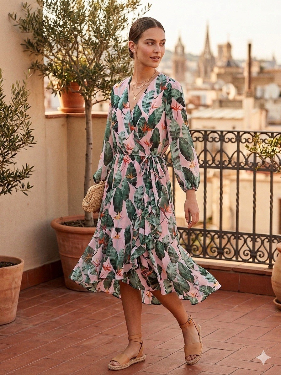 Eva Mendes For New York & Company Wrap Ruffle Dress Size Small