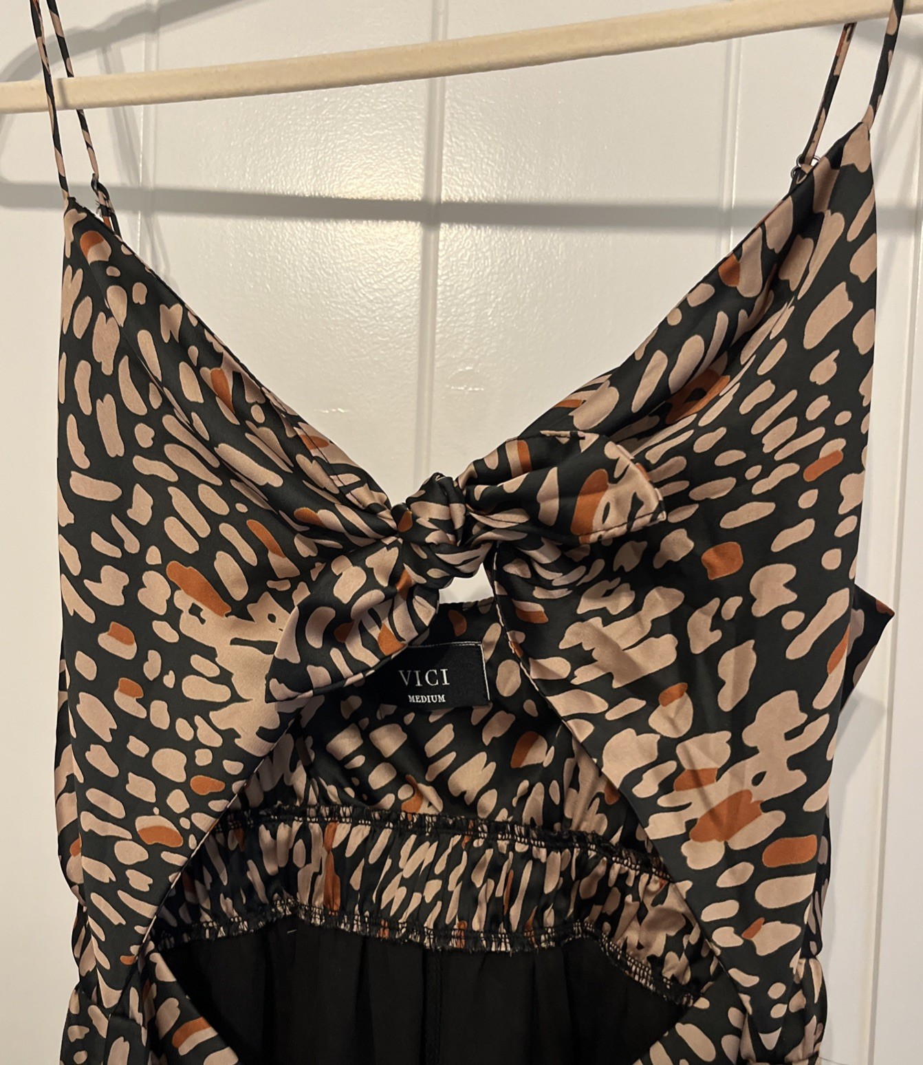 VICI Tyche Brown And Black Leopard Print Cutout Maxi Dress Size M