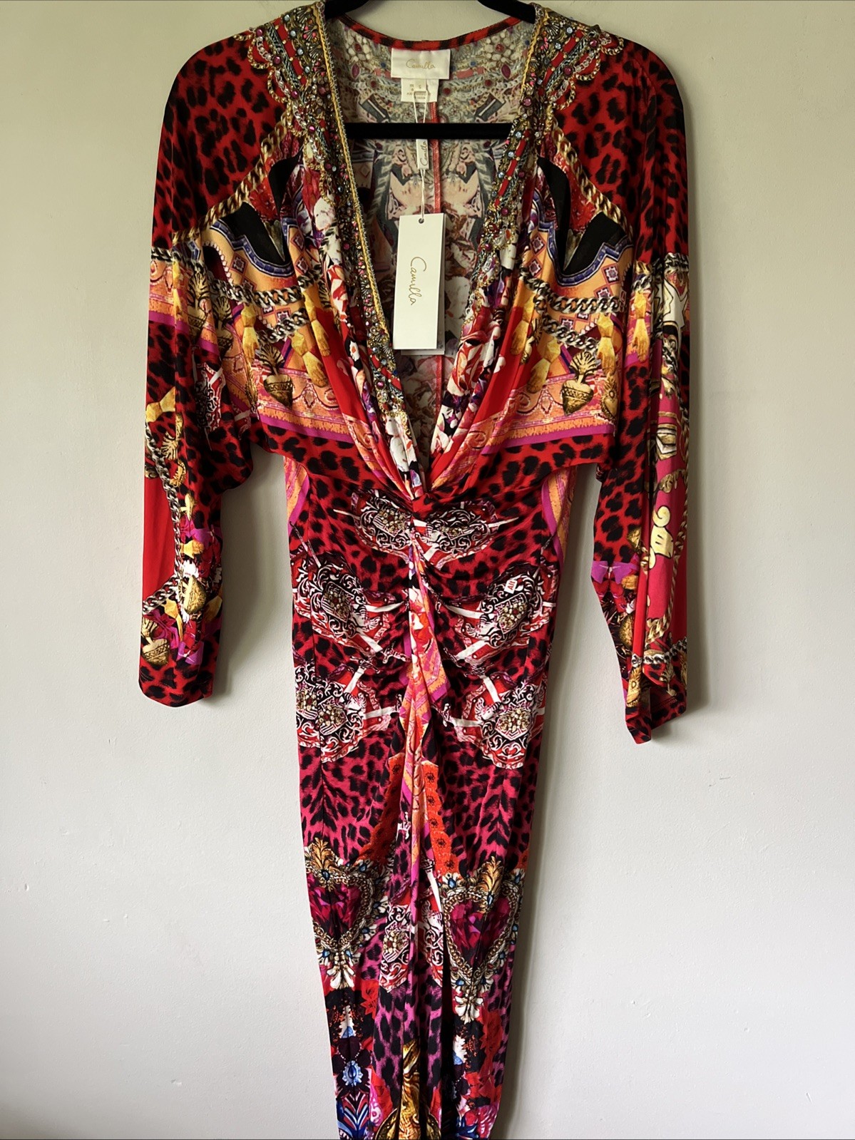 Camilla Artesania Mania Dress Size Small Long Split Front Twist Dress NWT Jewels