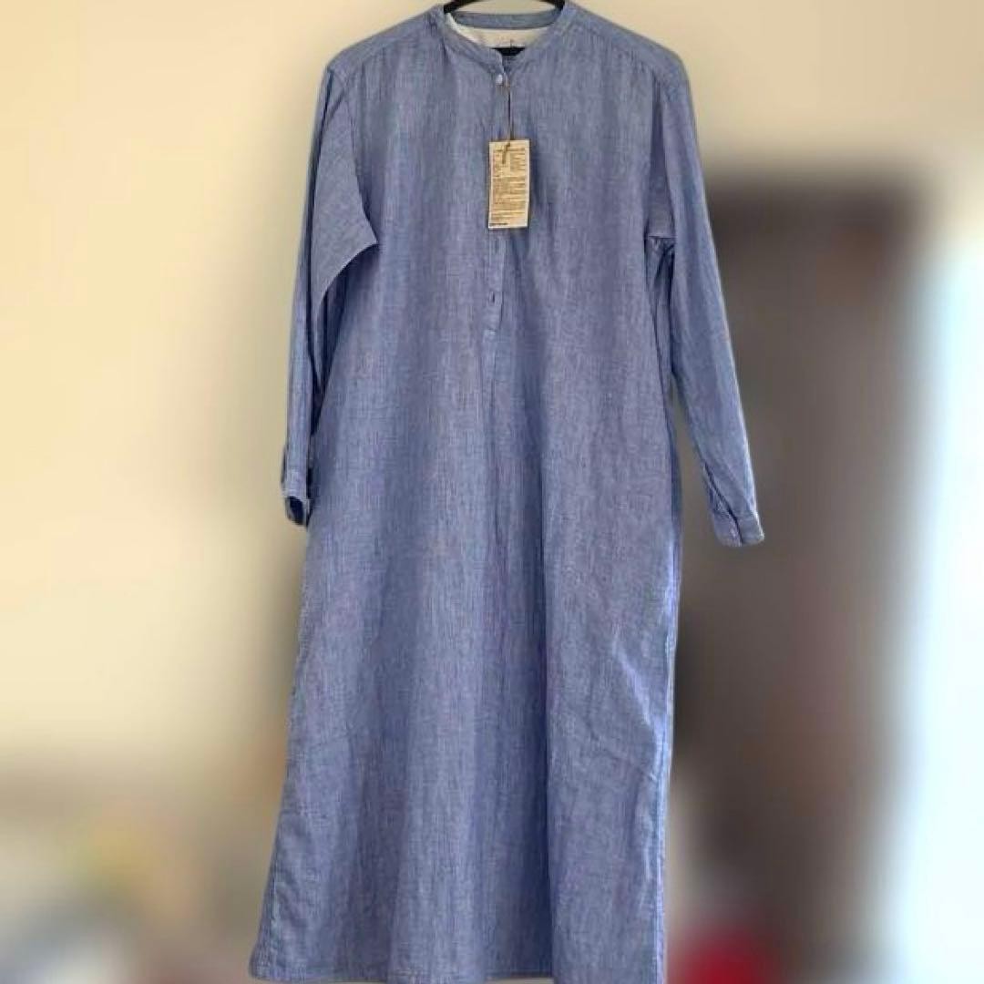 New Capoc Mixed Double Gauze Long Sleeve Dress S