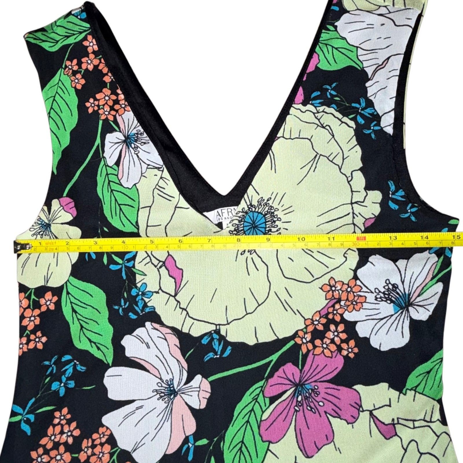 AFRM Los Angeles Ariana Floral Print Sleeveless Mesh Maxi Dress Womens Size Med