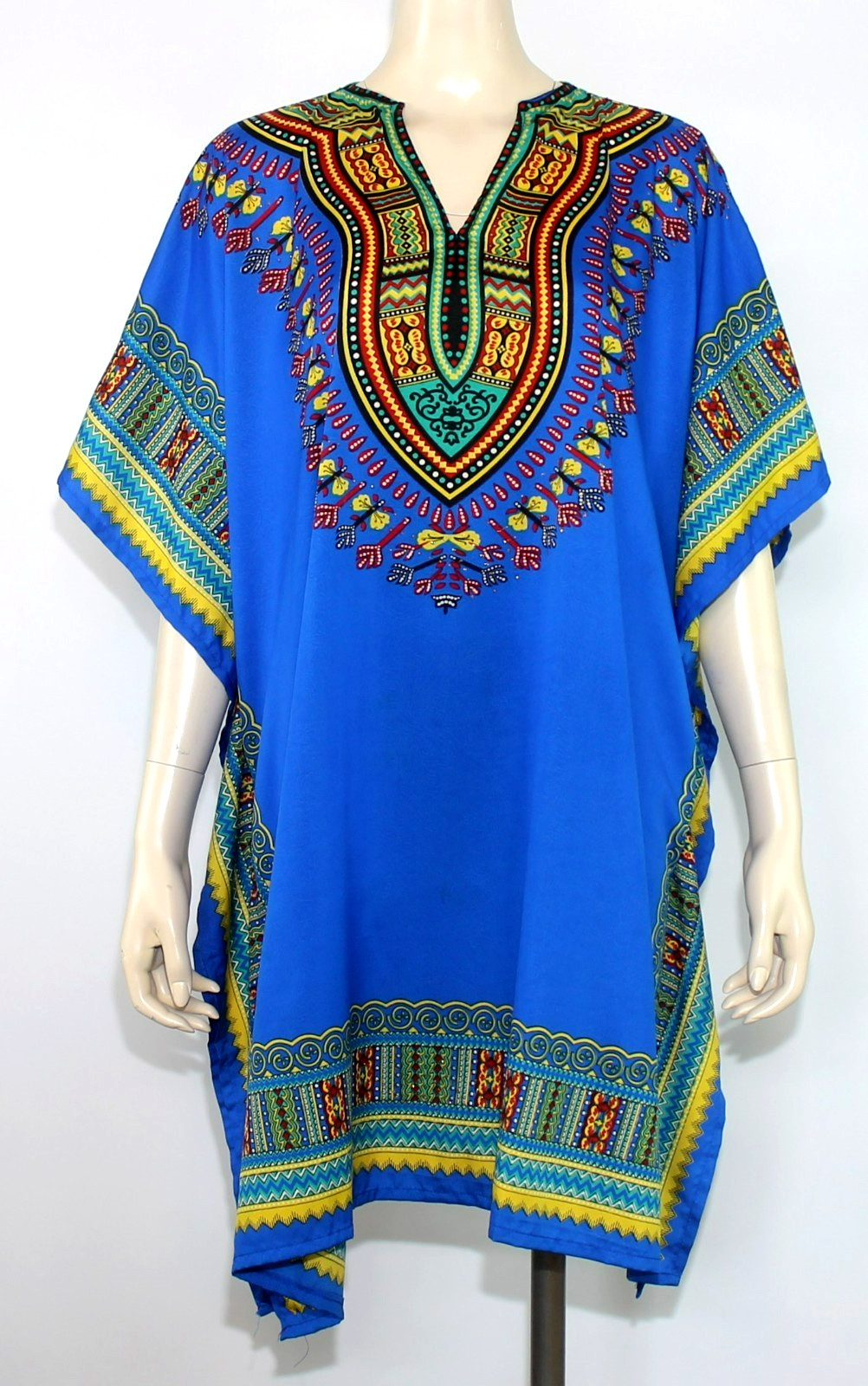 Sante Classics Blue Glitter Tribal Pattern Kaftan Cover Up Women’s One Size