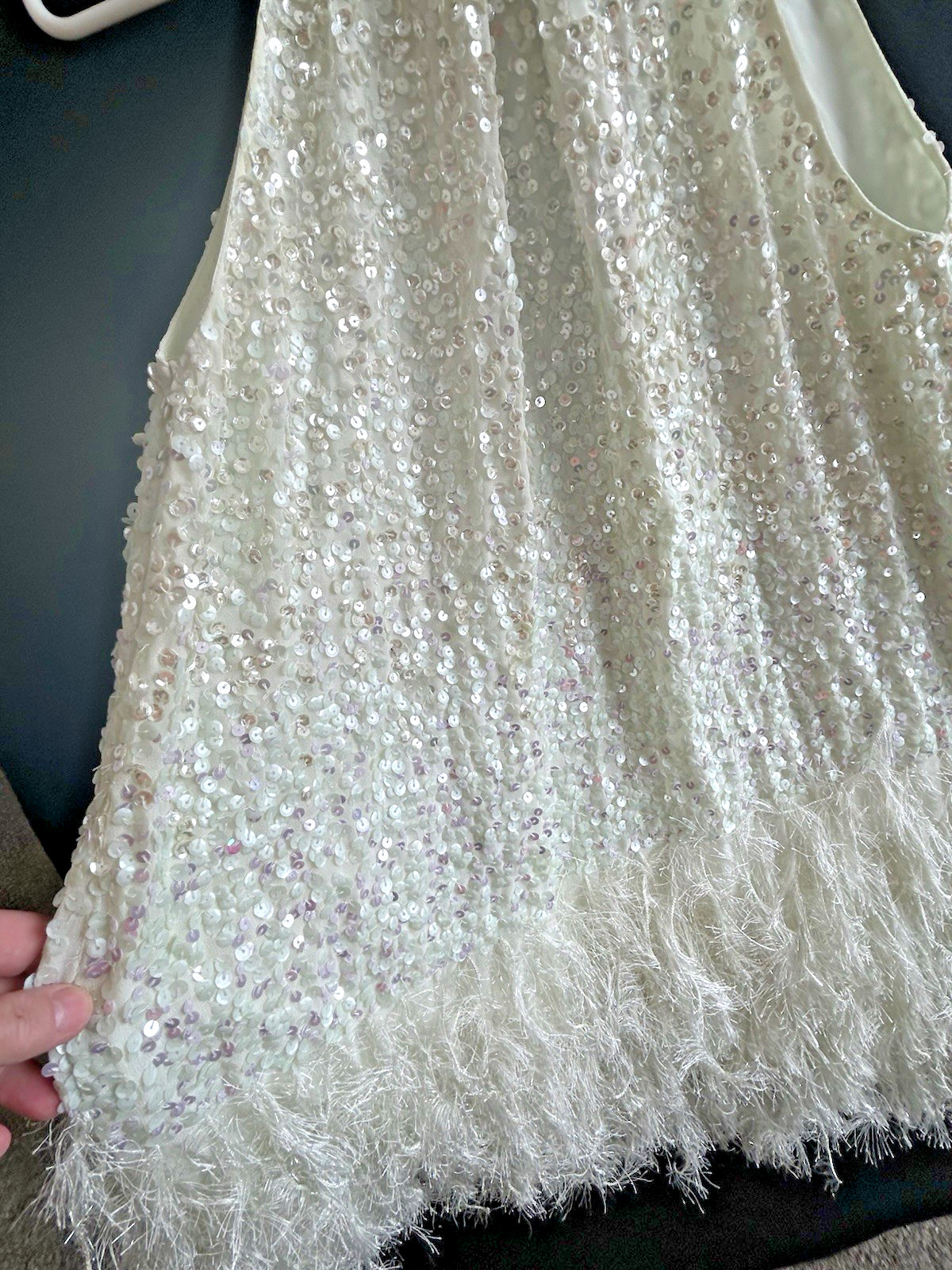 ASOS Edition Sequin Halter Mini Dress 1920s Inspired Flapper Fringe Sage US Sz 0