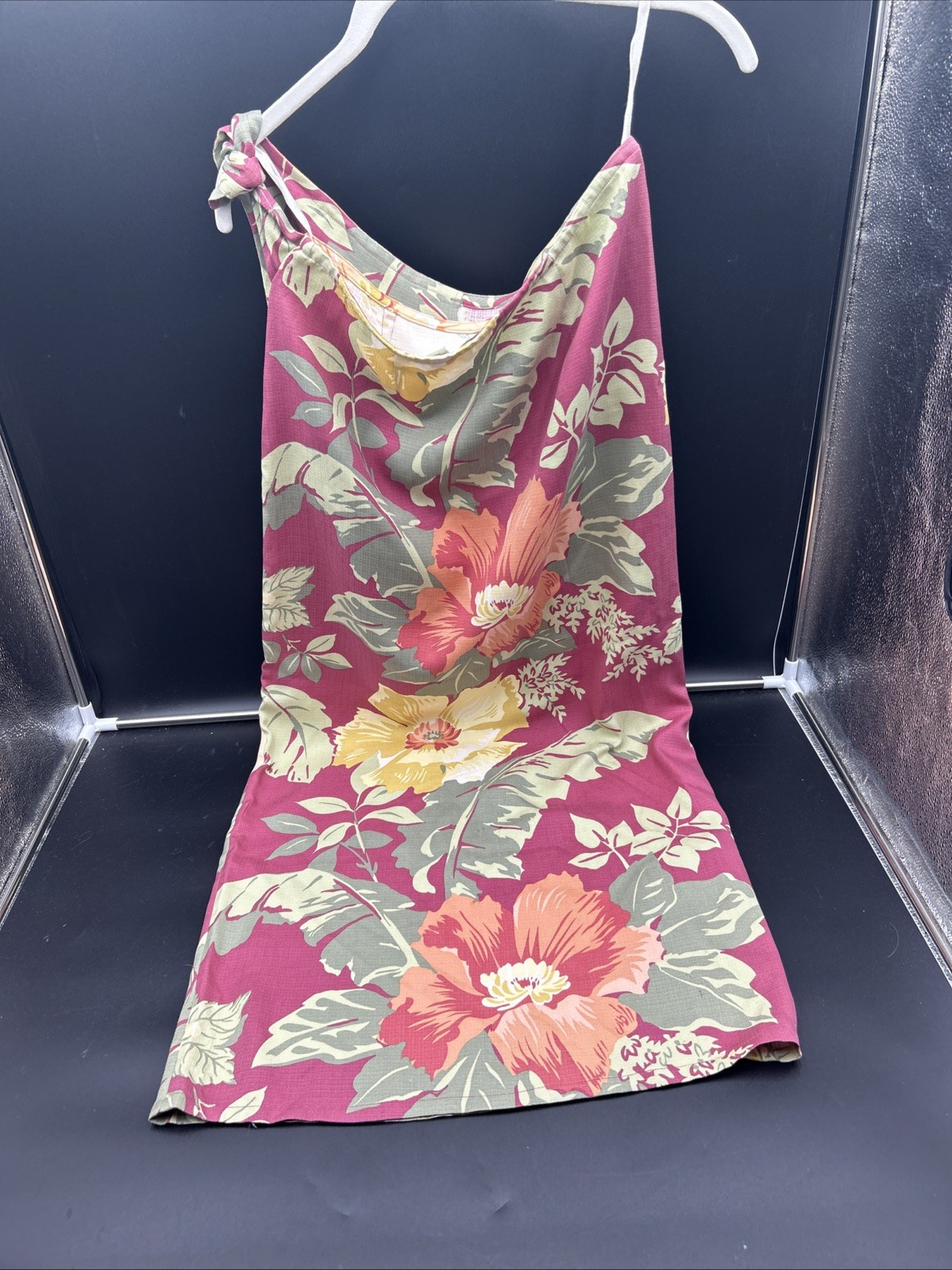 VTG 90s Tommy Bahama Silk One Shoulder Dress Script Palm Tag Tropical Size Small