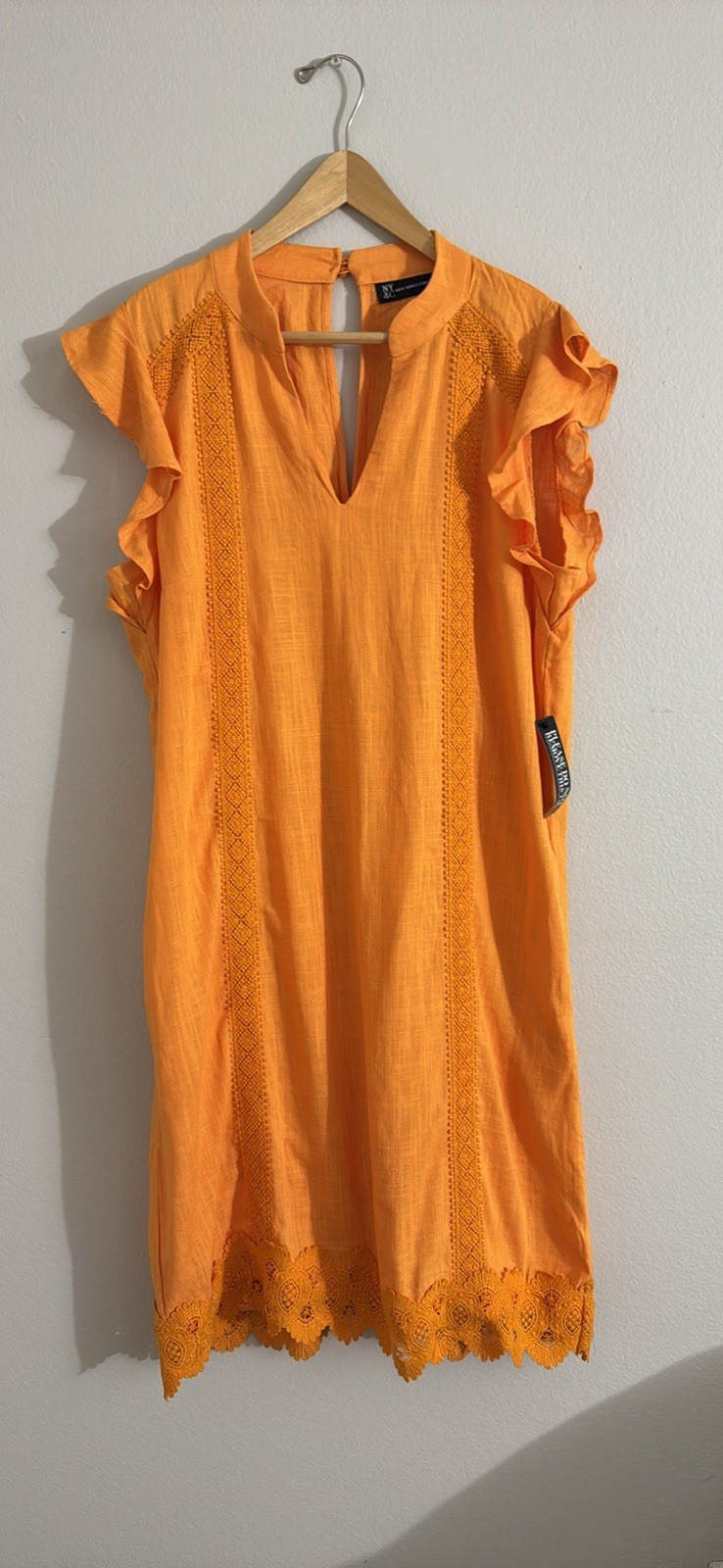 Ny&c New York And Company Orange Embroidered Shift Dress(Medium)