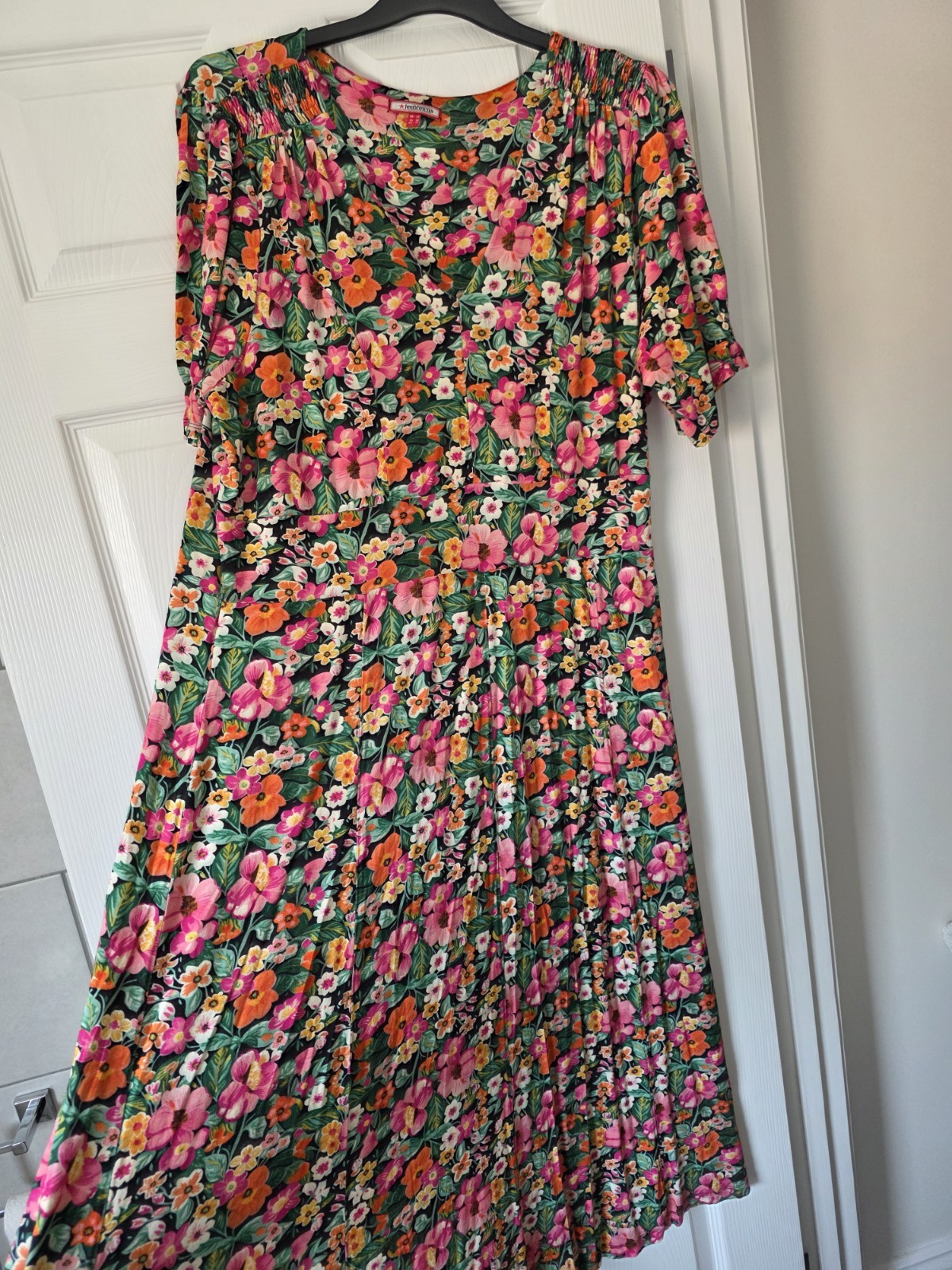 Joe Browns 22 Floral Maxi Dress Flowers Vintage Retro Jersey Stretch Summer