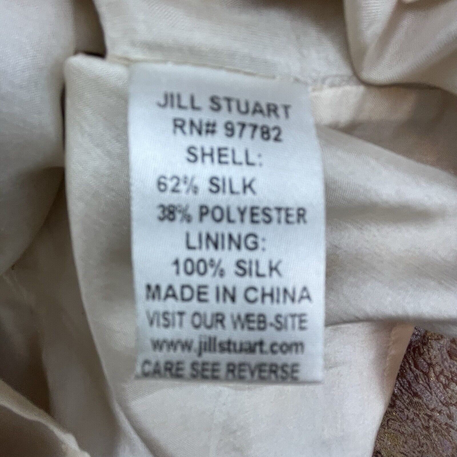 Jill Stuart Collection Dress 0 Pink Gold Shimmer Metallic Party Jacquard Silk