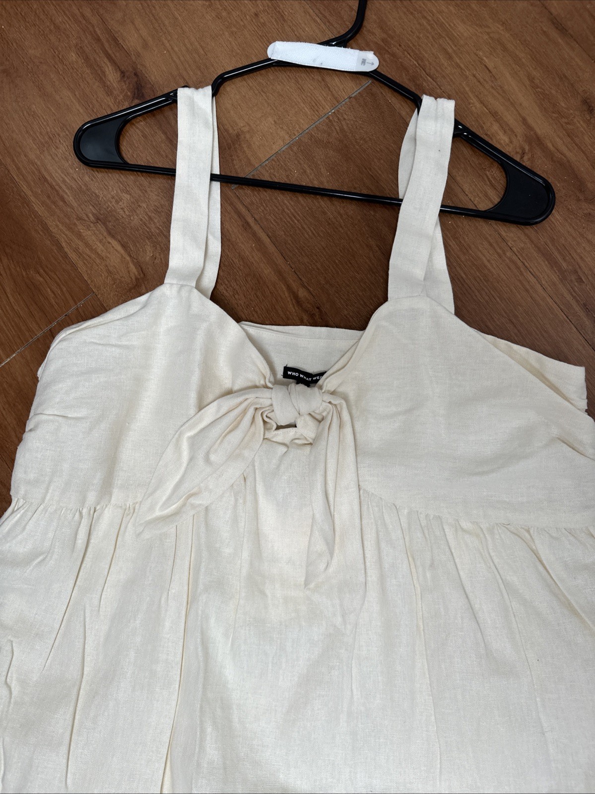 NWT Who What Wear Women’s Linen Dress XL Portrait Summer Vacation Beach Cream