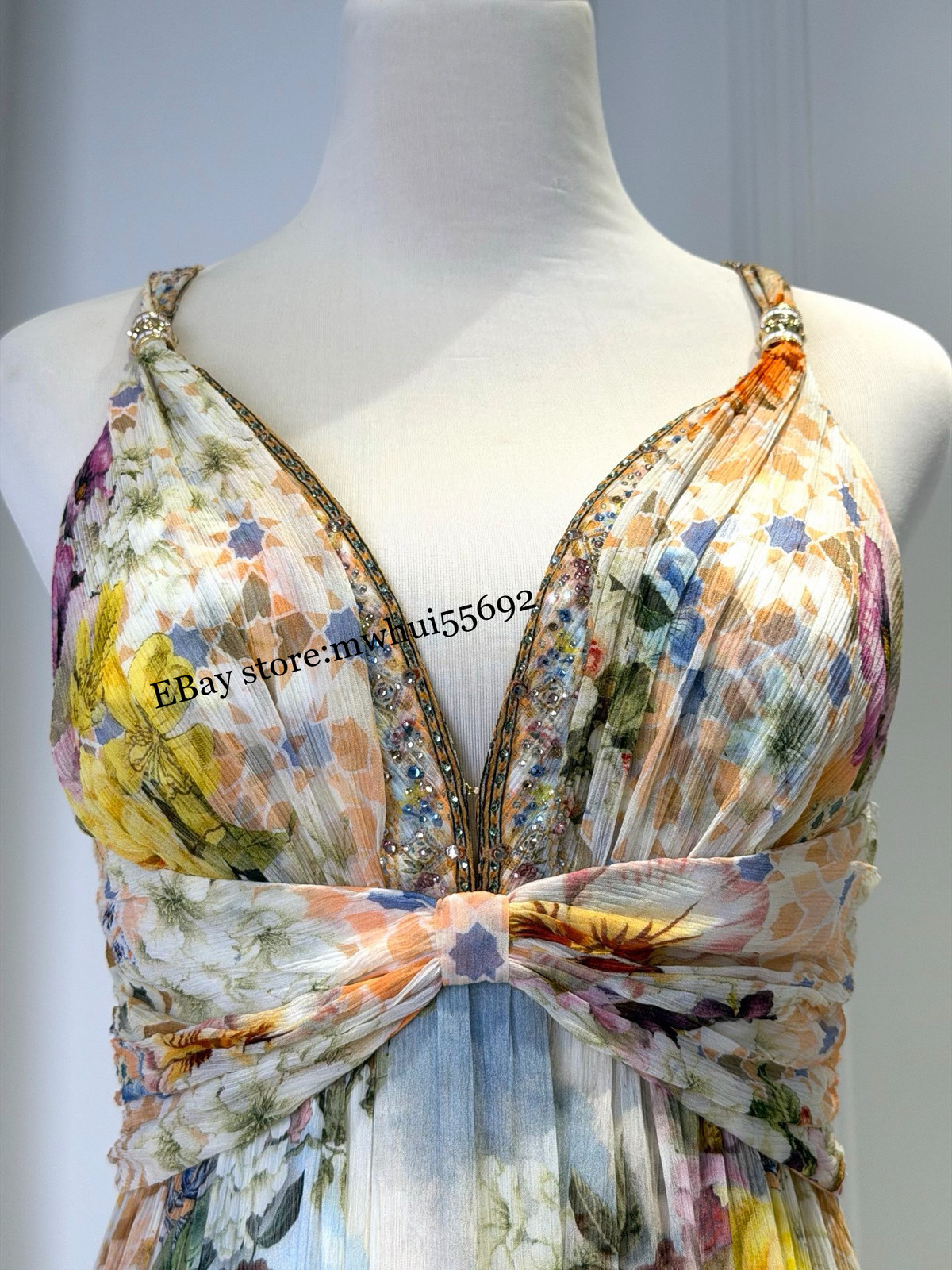 CAMILLA luxury elegant temperament holiday Maxi Dresses V-neck sleeveless 2026
