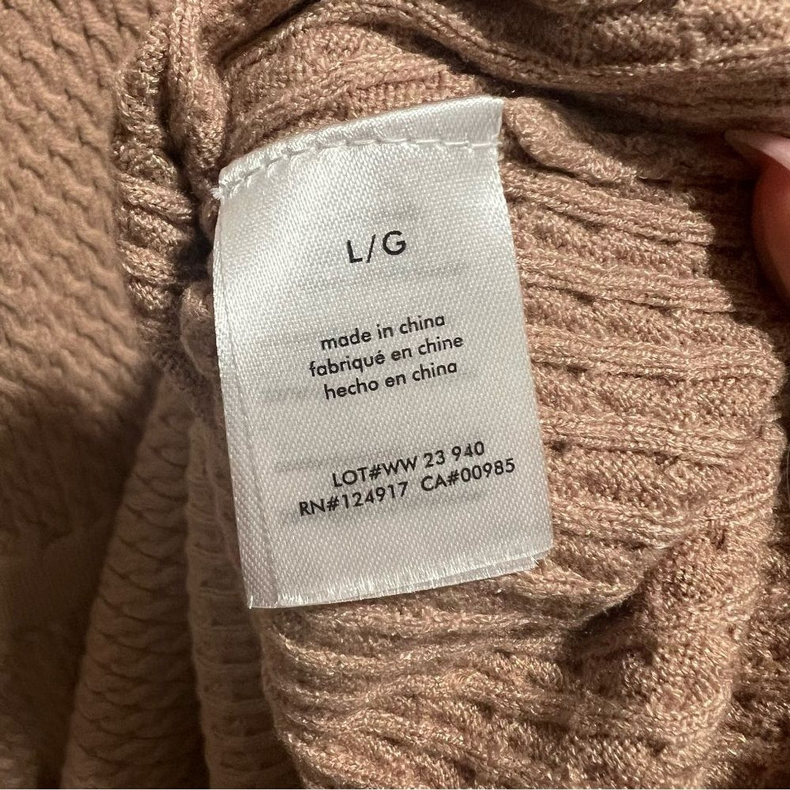 NEW NWT WeWoreWhat Cable Knit Polo Dress In Beige SIZE L