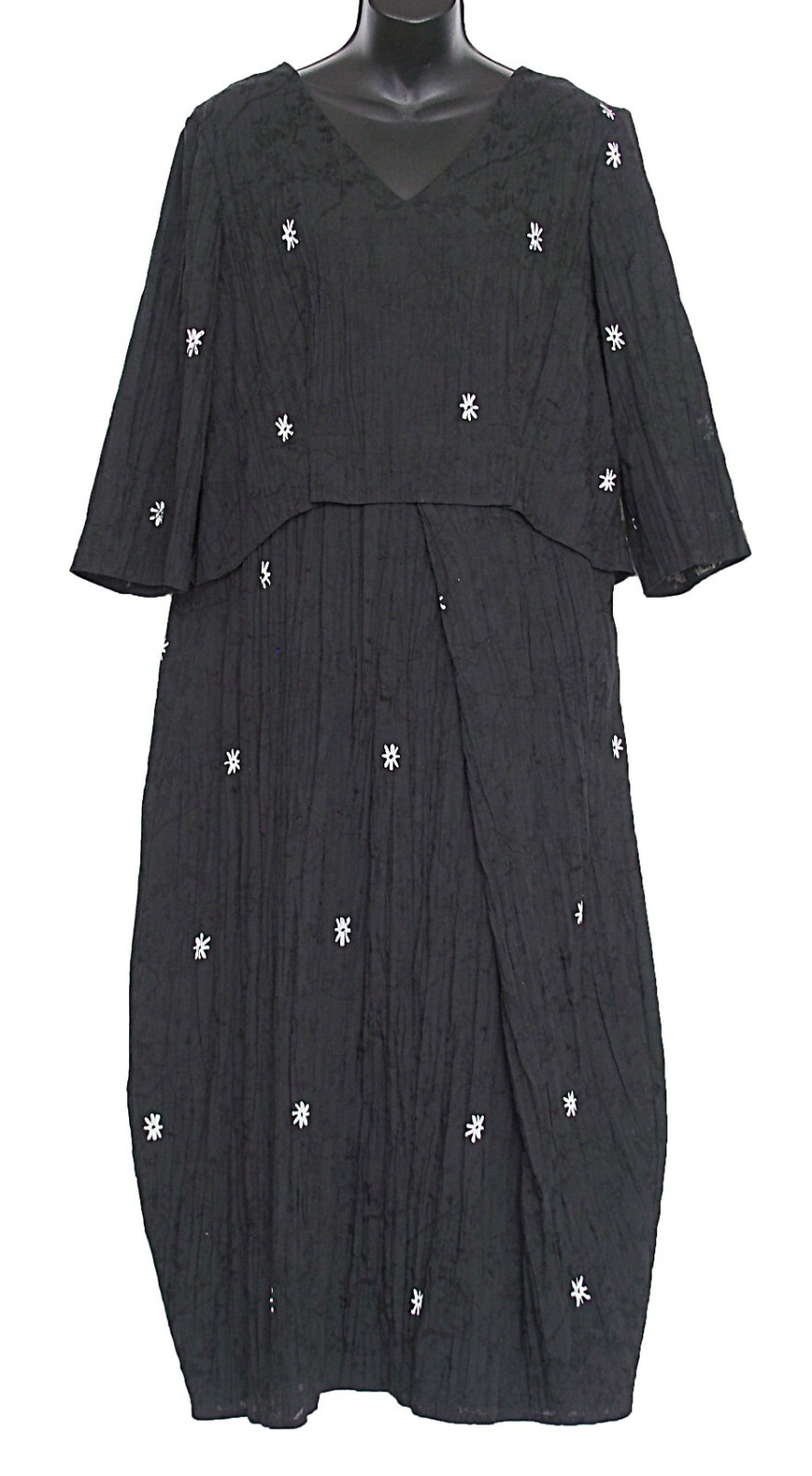Heide Ost Germany Lagenlook Crinkle Dress Black Size L