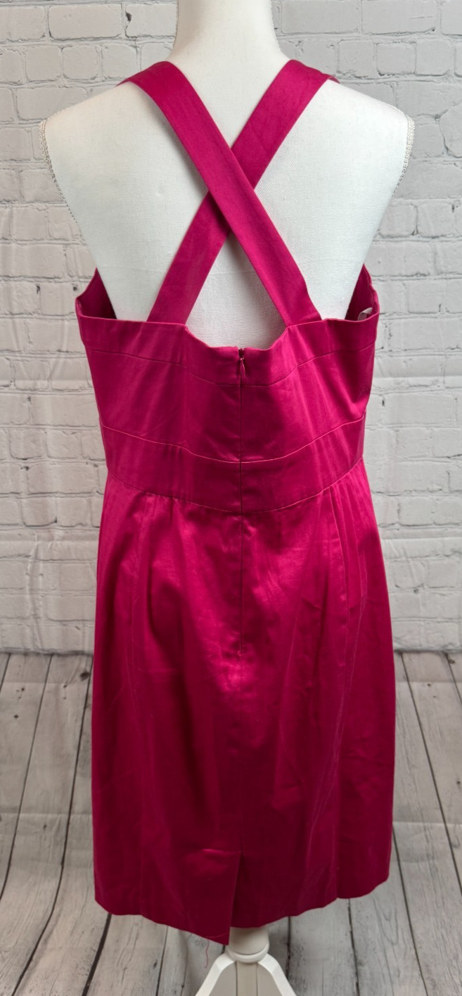 CALVIN KLEIN raspberry pink cotton stretch open shoulders bodycon sundress 14
