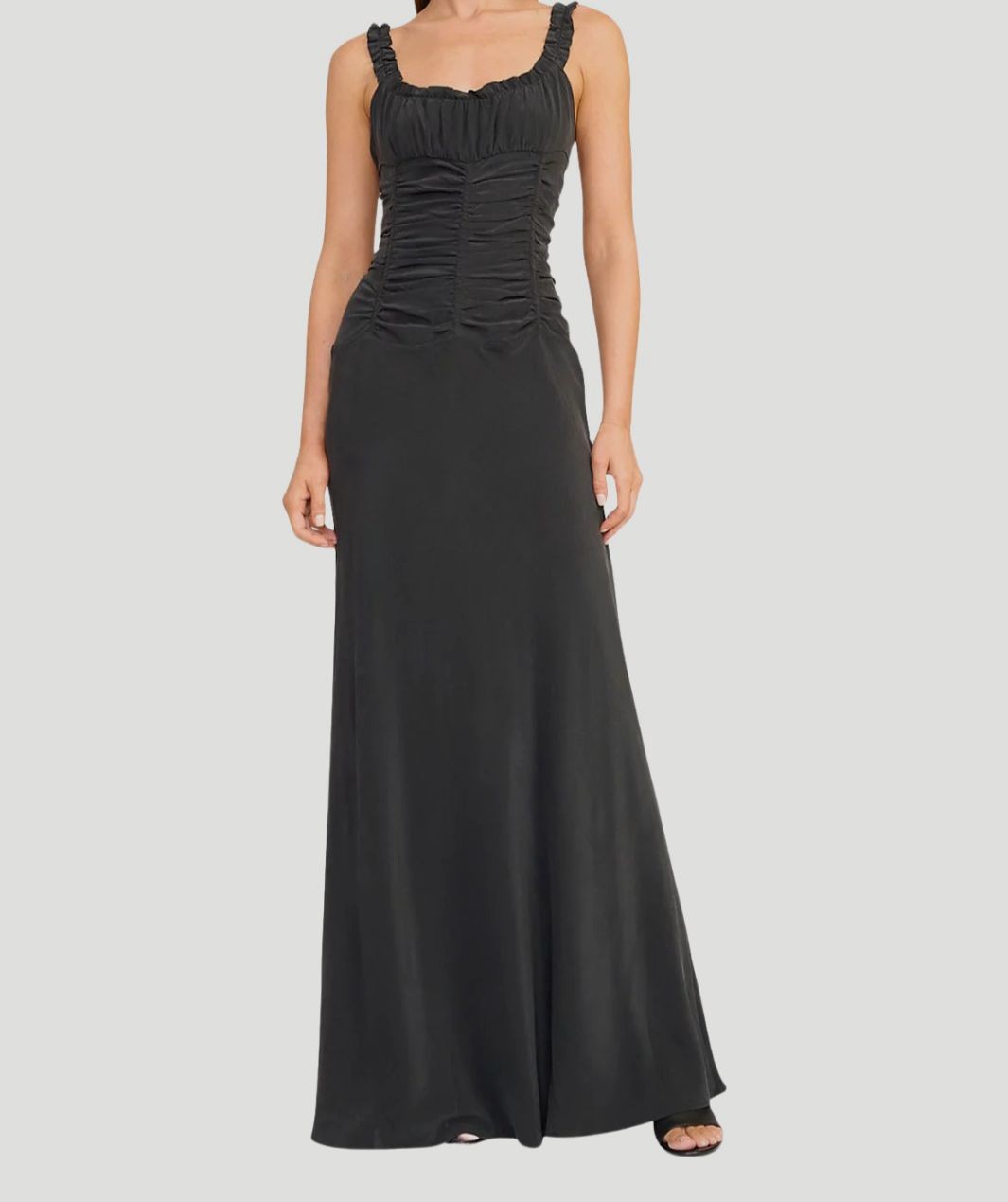 STAUD Women’s Black Nic Silk Maxi Dress Size 8