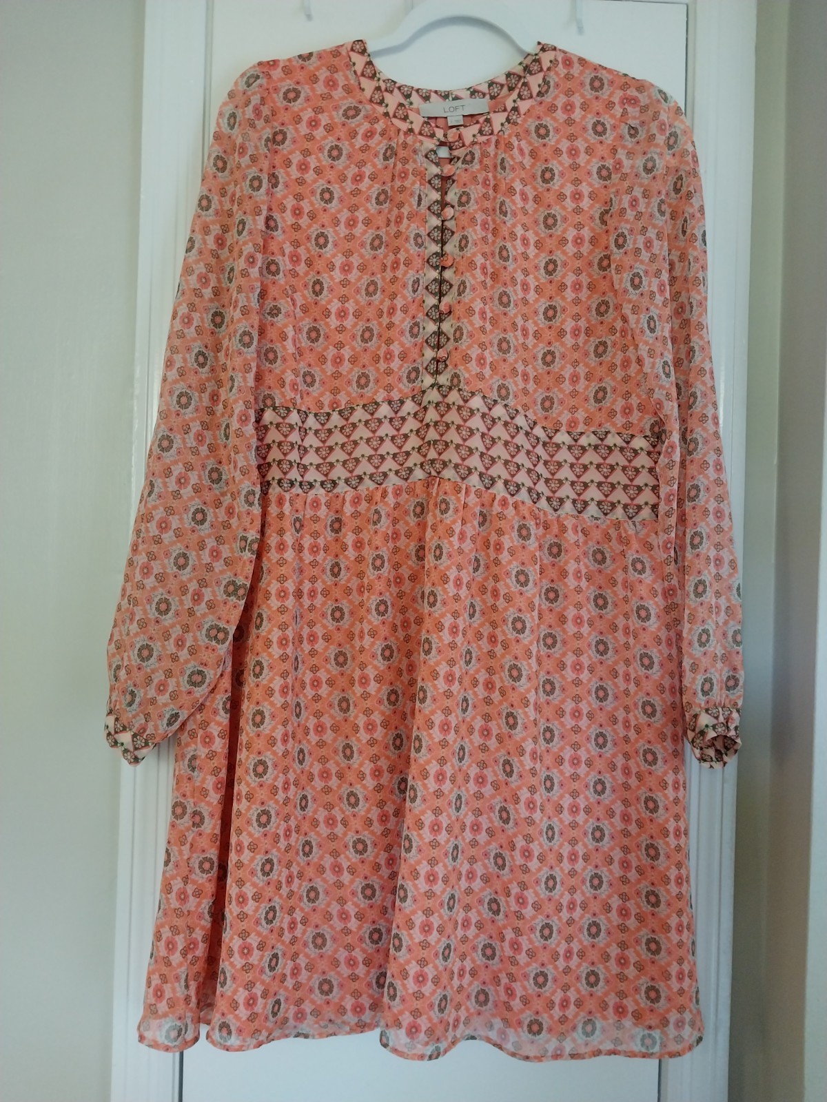 Loft Dress Orange Peach Multicolor Size Small Flowy Lined Lightweight