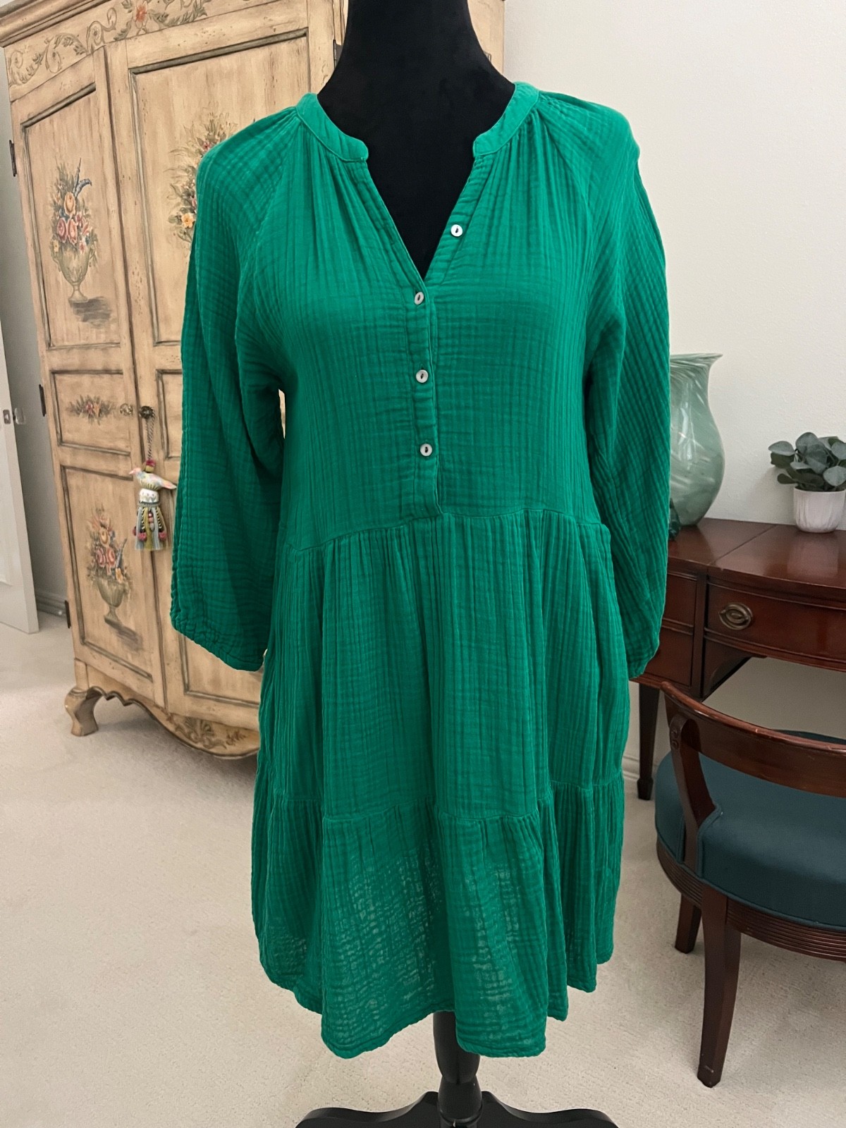 Michael Stars Green Gauze Dress or Coverup Size M Medium
