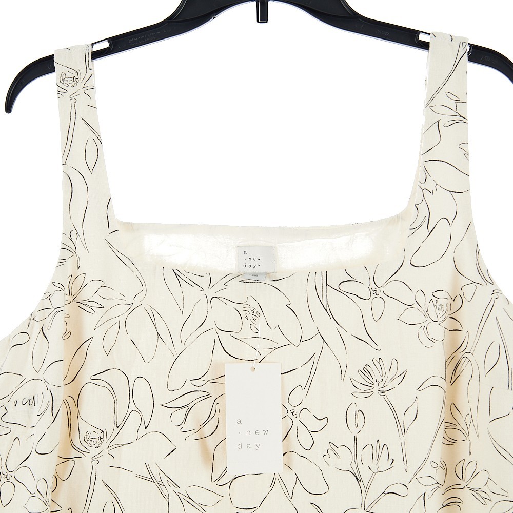 A New Day Womens Linen Blend Tank Mini Shift Dress XL Ivory Beachy Vacation