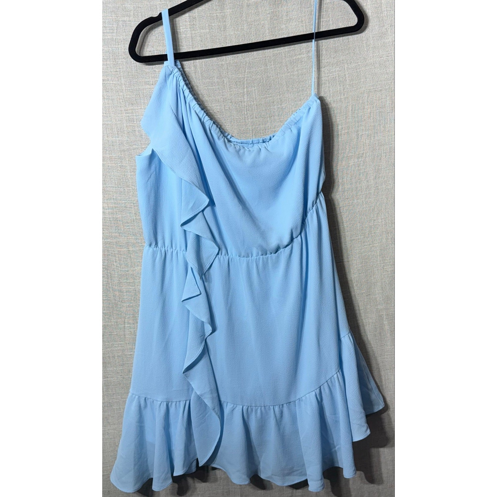 Kaari Blue Asymmetrical One Shoulder Ruffle Dress Summit Blue Size PXL