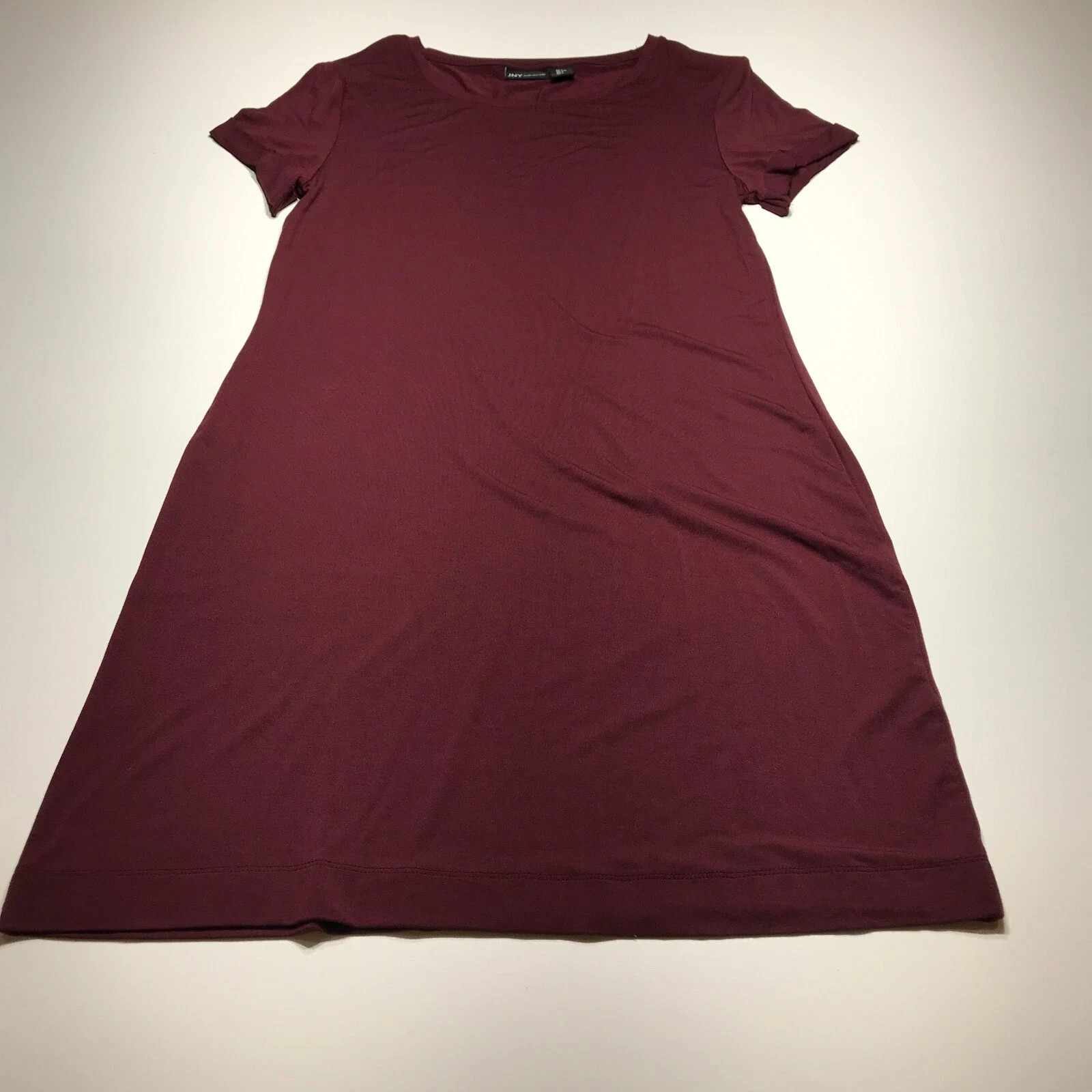 Jones New York T-Shirt Dress Size Large Lightweight Maroon Sleeve Casual Stretch