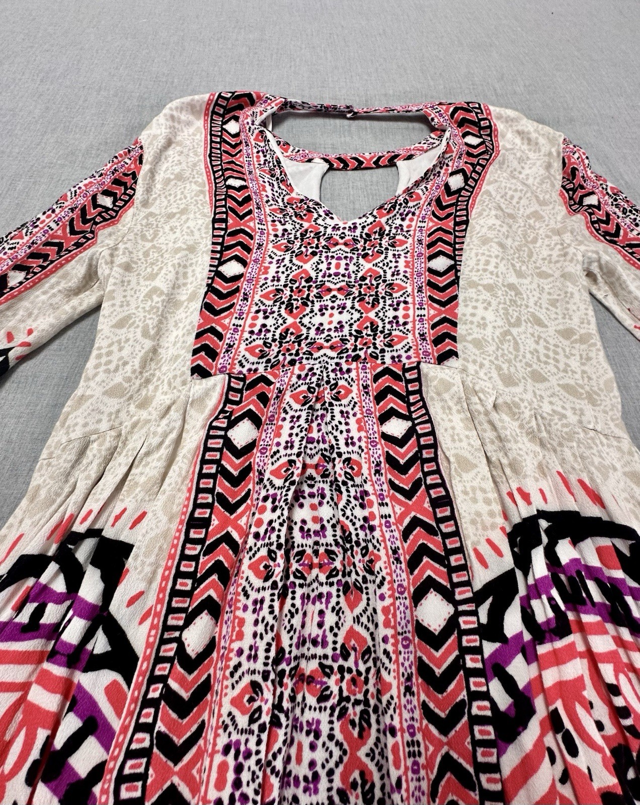 Free People Tegan Boarder Print Ivory Mini Dress Size 4
