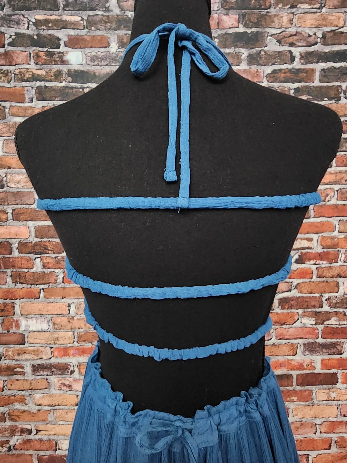 Maxi Dress Medium Tiered Halter Boho Festival Ruffles Cottagecore Coquette M