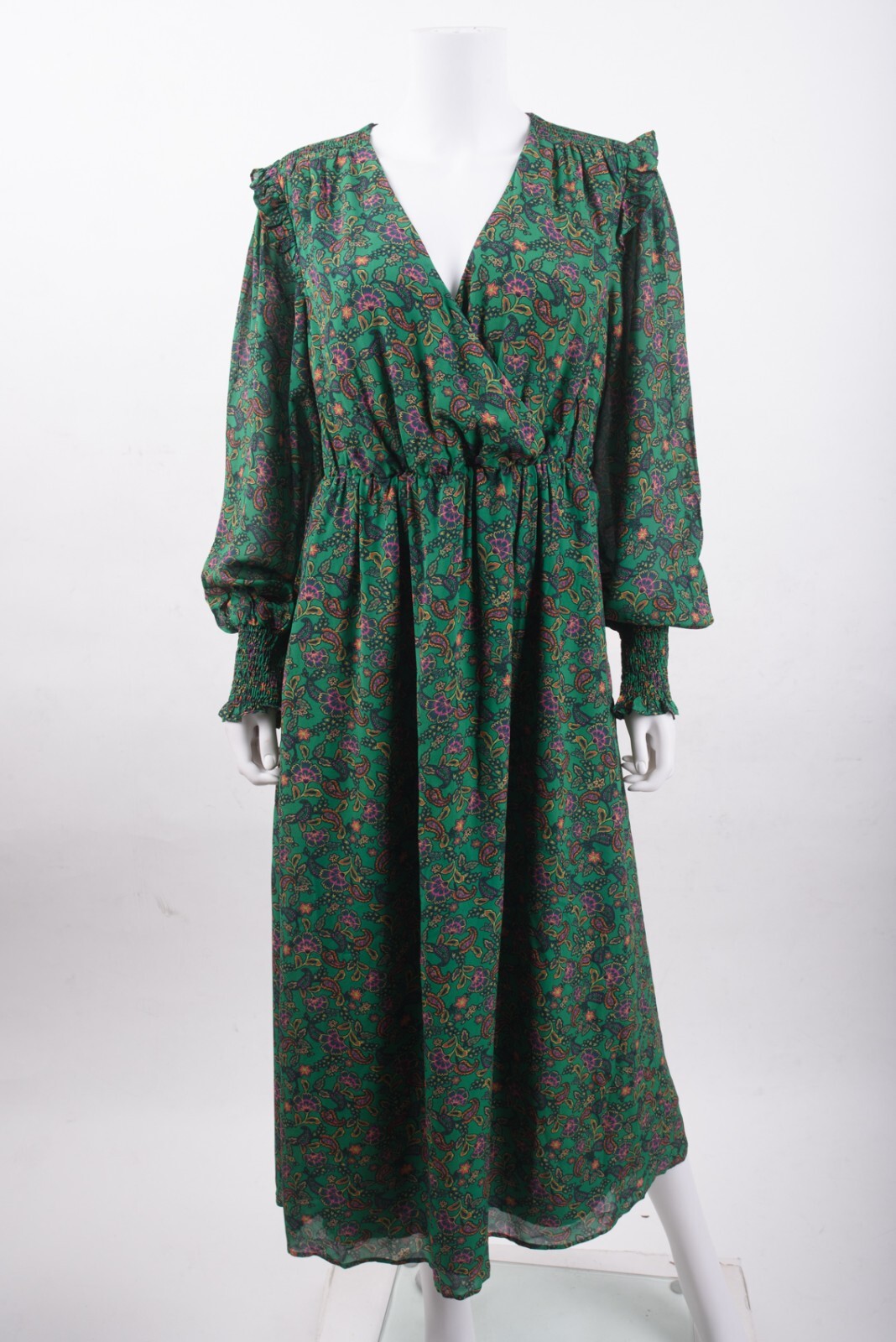 Boden Womens Becky Midi Wrap Dress UK 6 US 2 Highland Green Floral D0041 NWT