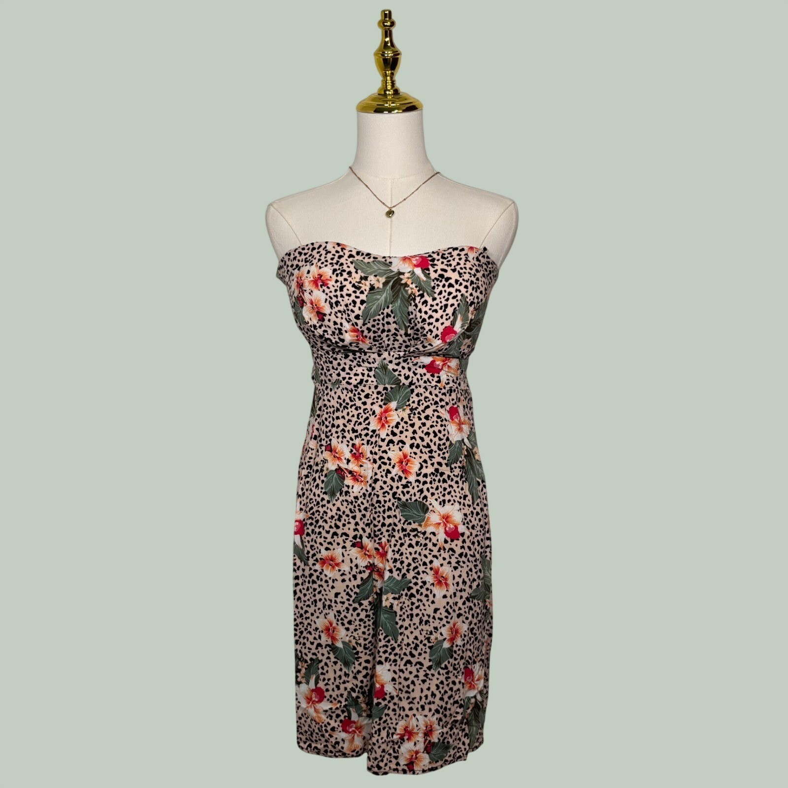 vintage Y2K california grown cheetah hibiscus mini dress coquette summer chic
