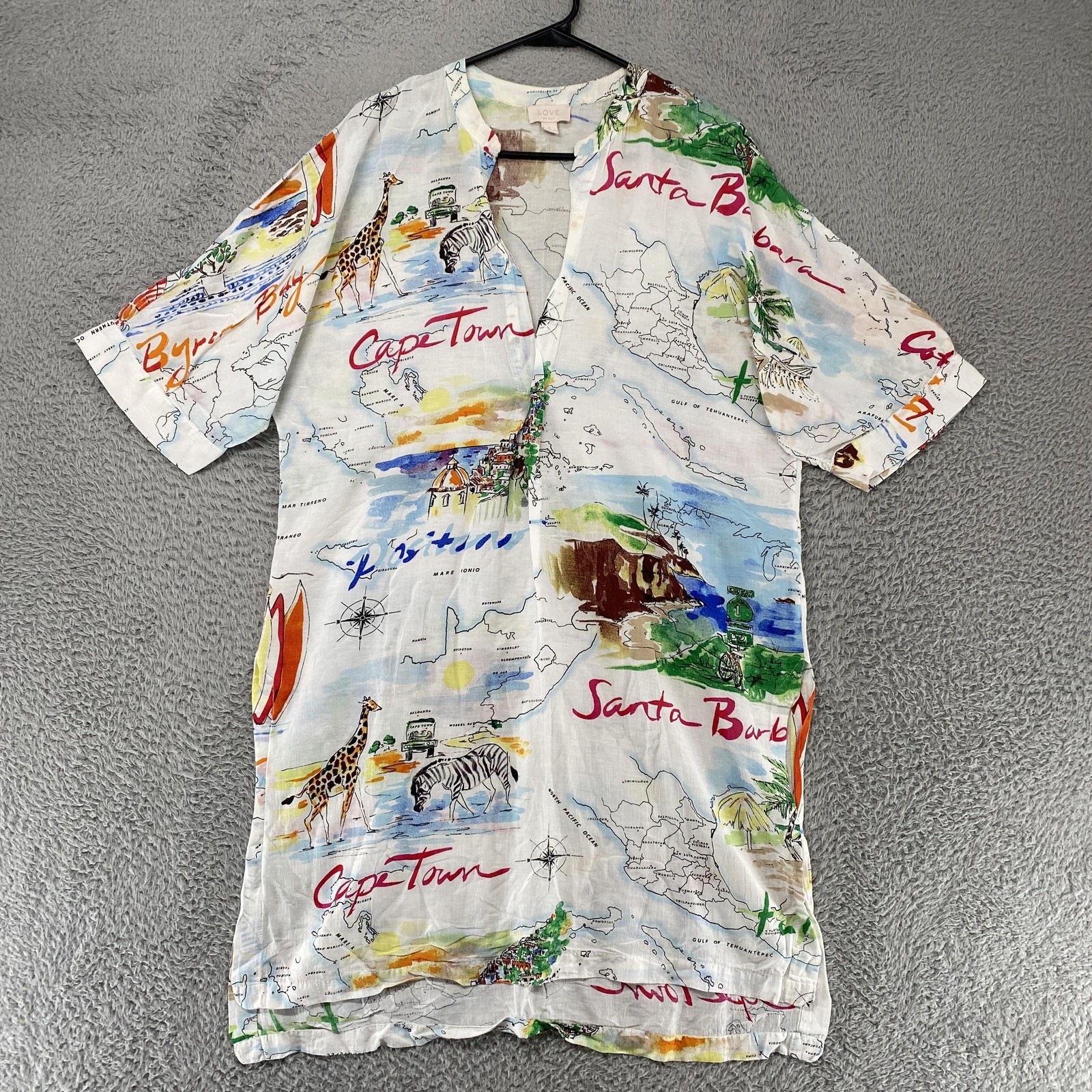 Gap Dress Womens Small Map Safari Travel Graphic Shift Cruise Resort Beachy