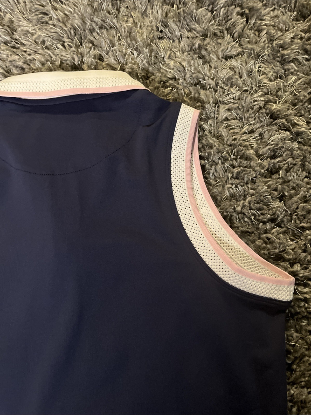 NWT Peter Millar Polo Dress 1/4 Zip Small Navy Blue-White Pink Trim Golf Tennis
