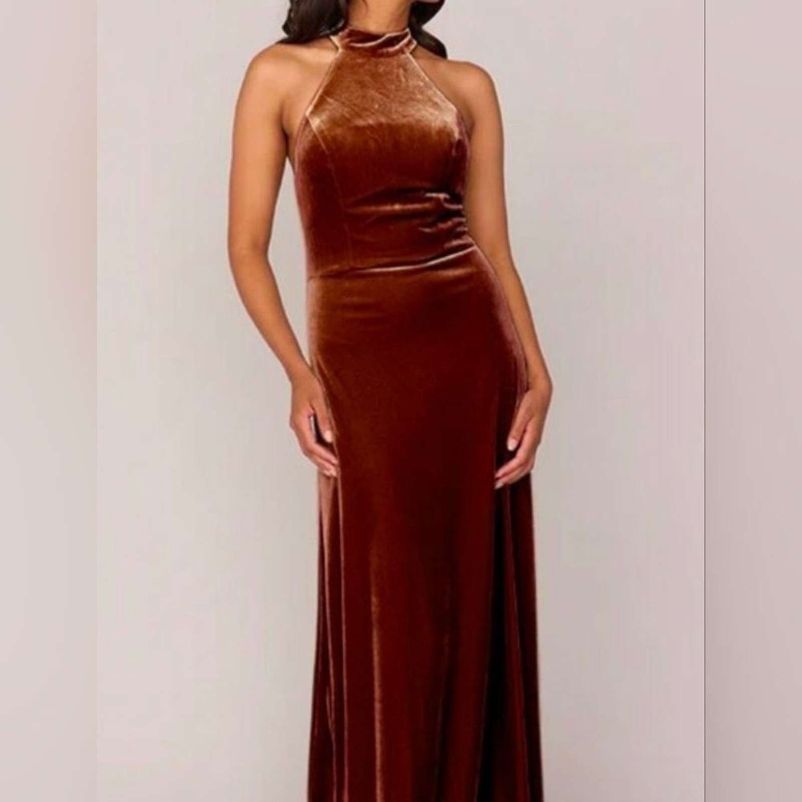 Revelry Tori Velvet Rust Terracotta Bridesmaid Formal Elegant Dress Size 10