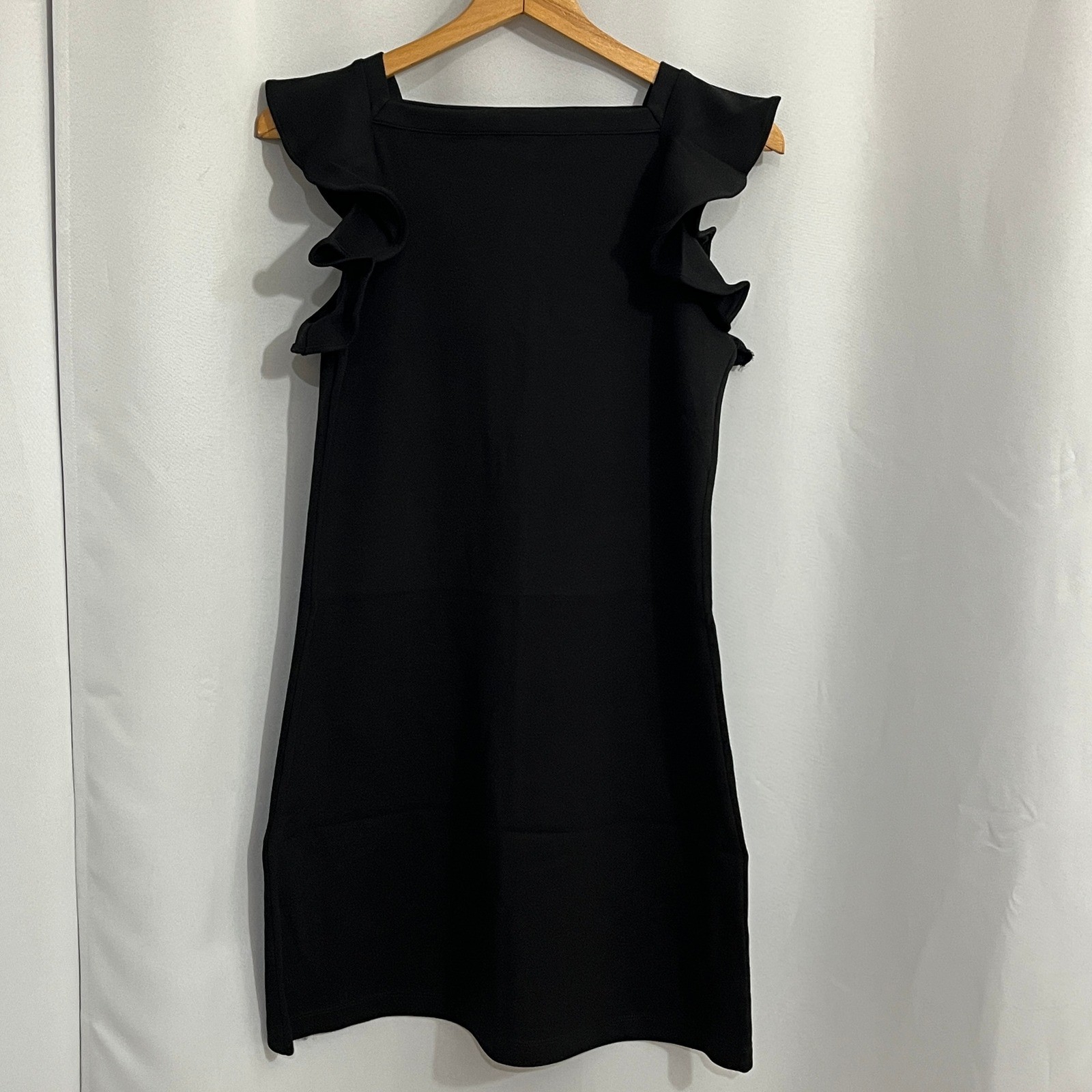 Free Assembly Ruffle Sleeve Tank Dress Womens S Black Shift Mini Feminine LBD