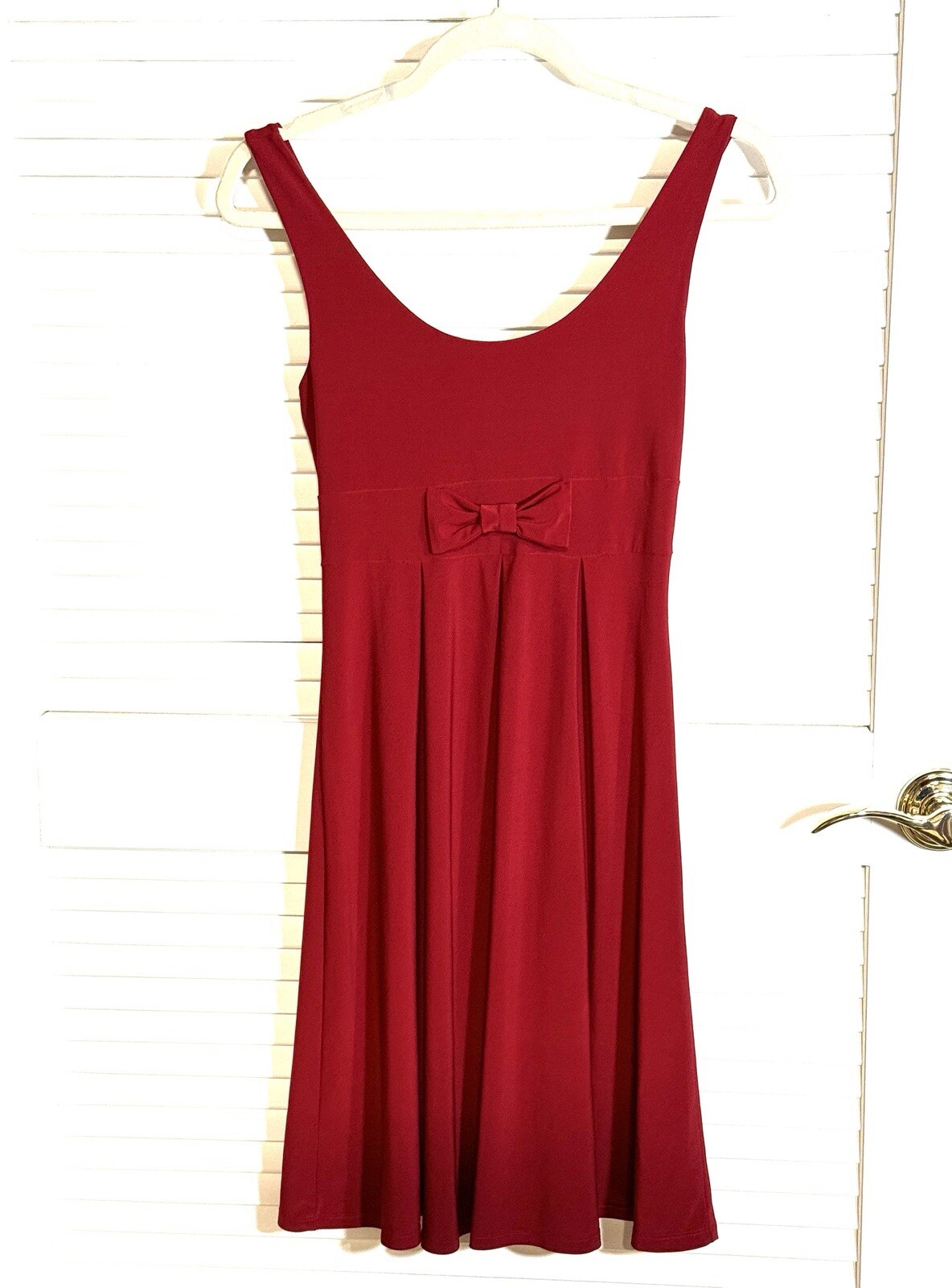 BODY CENTRAL Red Bow Tank Dress Stretch Classic Holiday Small Women USA EUC
