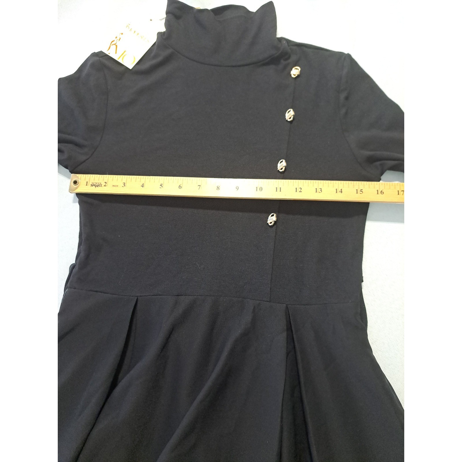 Modesees Black Mock Neck Asymmetrical Button Long Sleeve Maxi Dress Small NWT