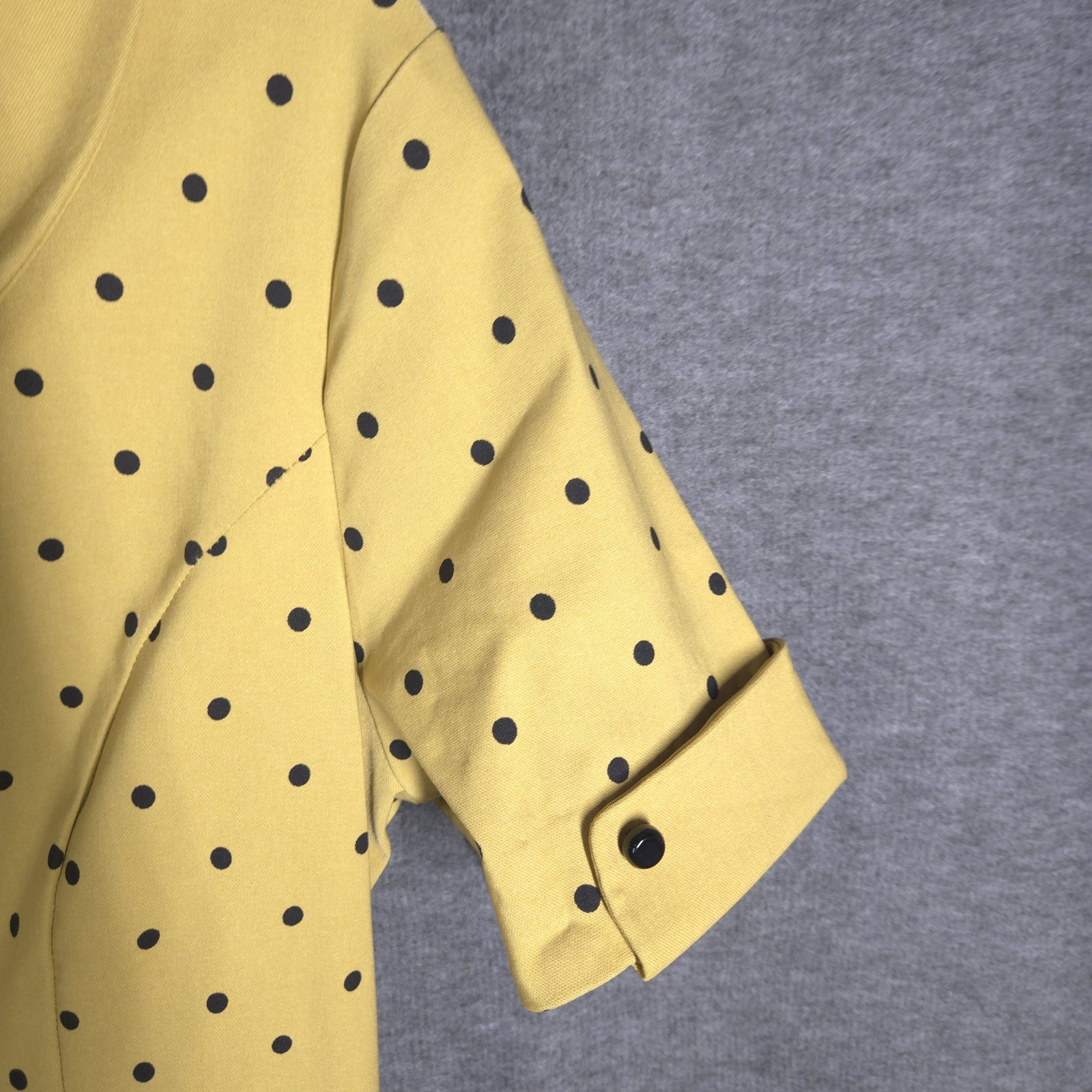 Gown Town Yellow Polka Dot Fit & Flare Dress Womens Large Retro Rockabilly Pin