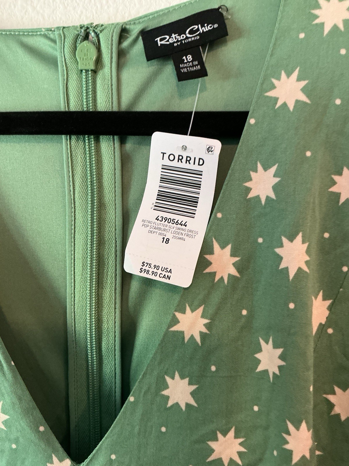NWT Torrid RetroChic Plus 18 Size Green Star Print Fit & Flare Midi Dress
