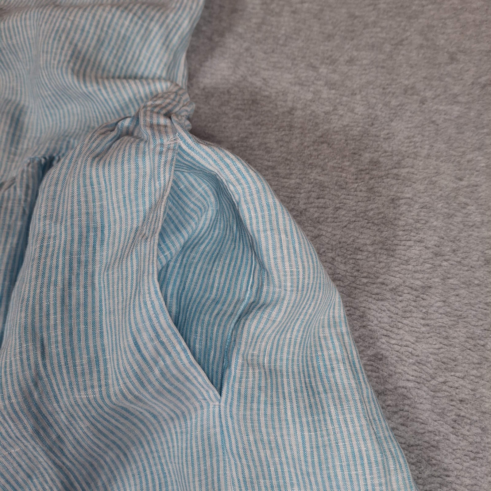 Frank & Eileen Daphne Linen Dress Small Blue White Stripe Maxi Pockets Coastal