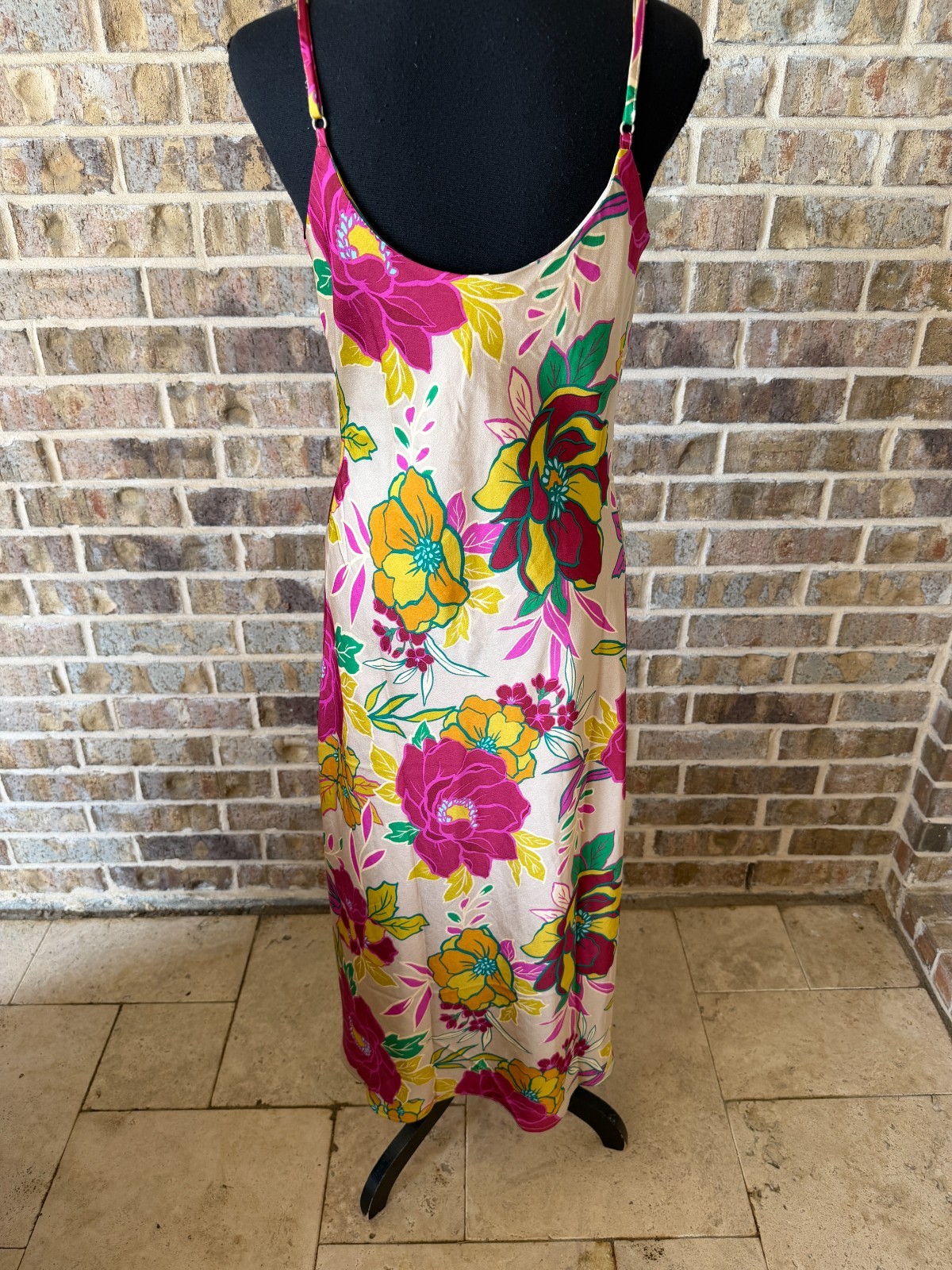 Inspired Hearts drape front slip dress floral pattern sleeveless colorful