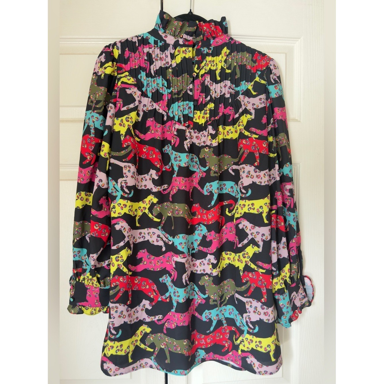 CROSBY by Mollie Burch Multicolor (black, teal, pink, red) Leopard Print Dress