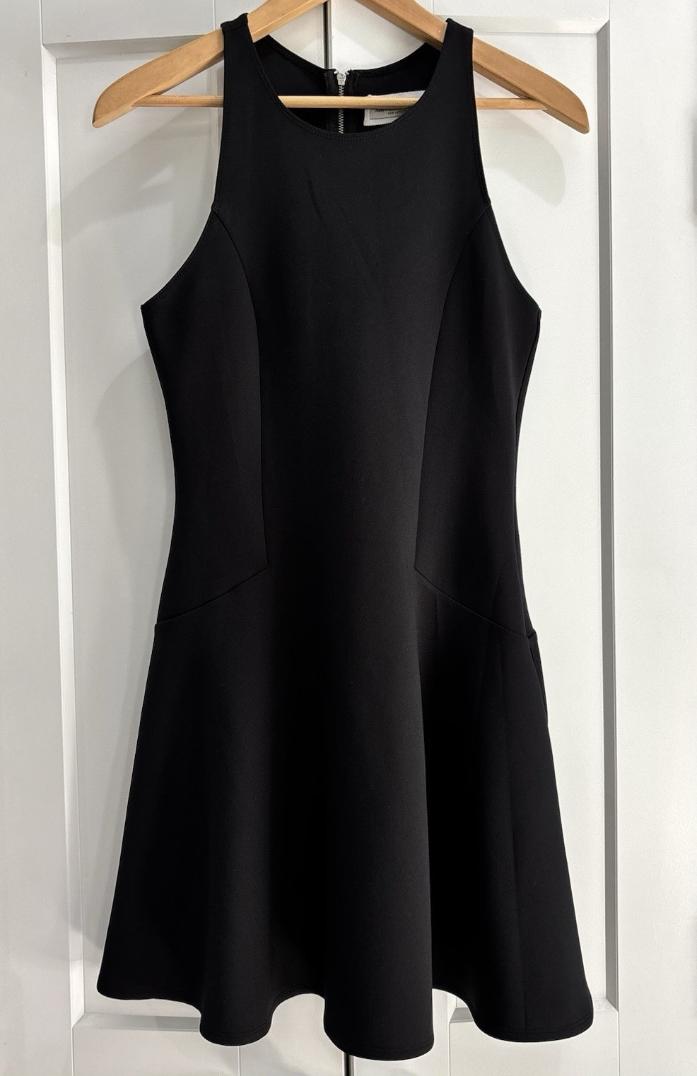 Abercrombie & Fitch Black Scuba Fit & Flare Zip-Back Stretch Dress, Size M