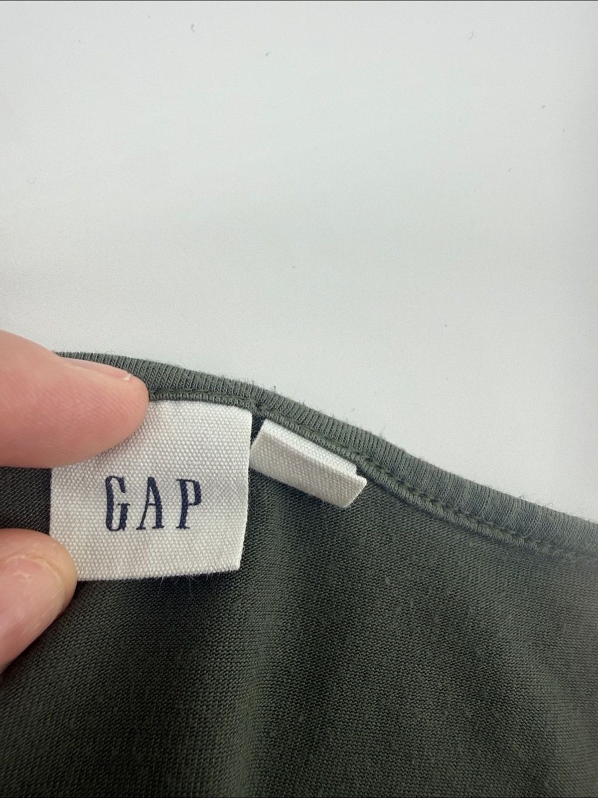GAP Olive V-Neck Drawstring Midi Dress