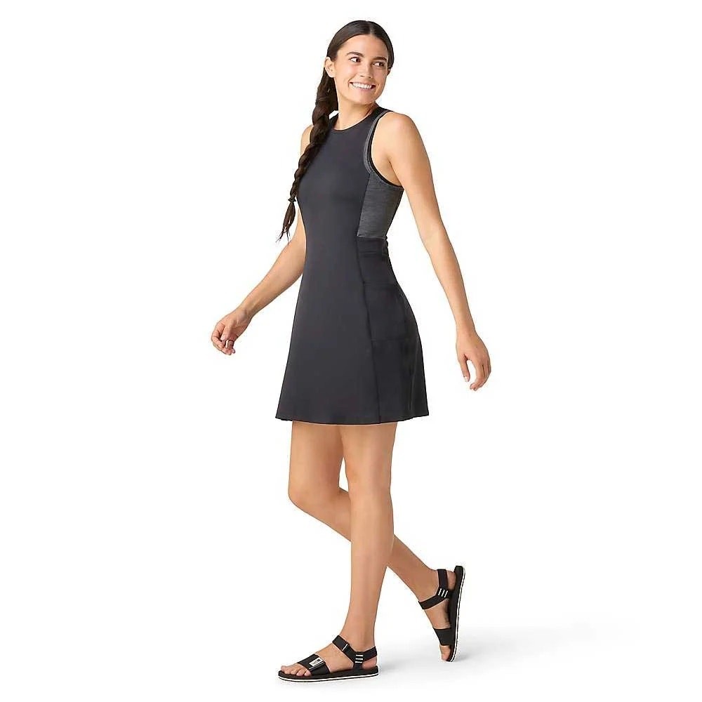 Smartwool Active Tank Dress L Black Gray Colorblock Merino Blend Cutout Pockets
