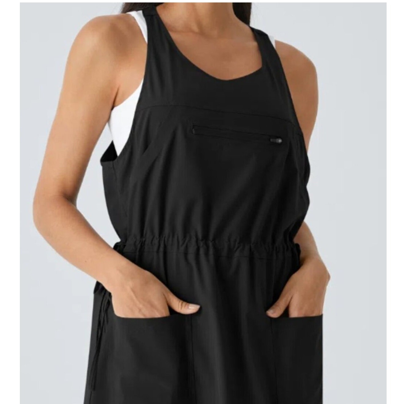 Halara Breezeful™ Utility Dress, Large, Pockets Cinch Waist Minimal Open Back
