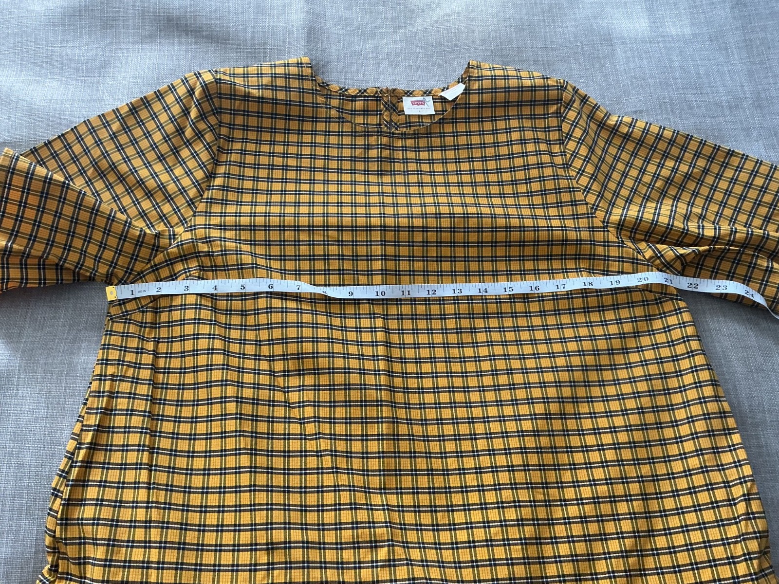 LEVI’S Aberdeen Taffeta Plaid Drop-Waist Dress with Pockets & Bubble Hem Size L