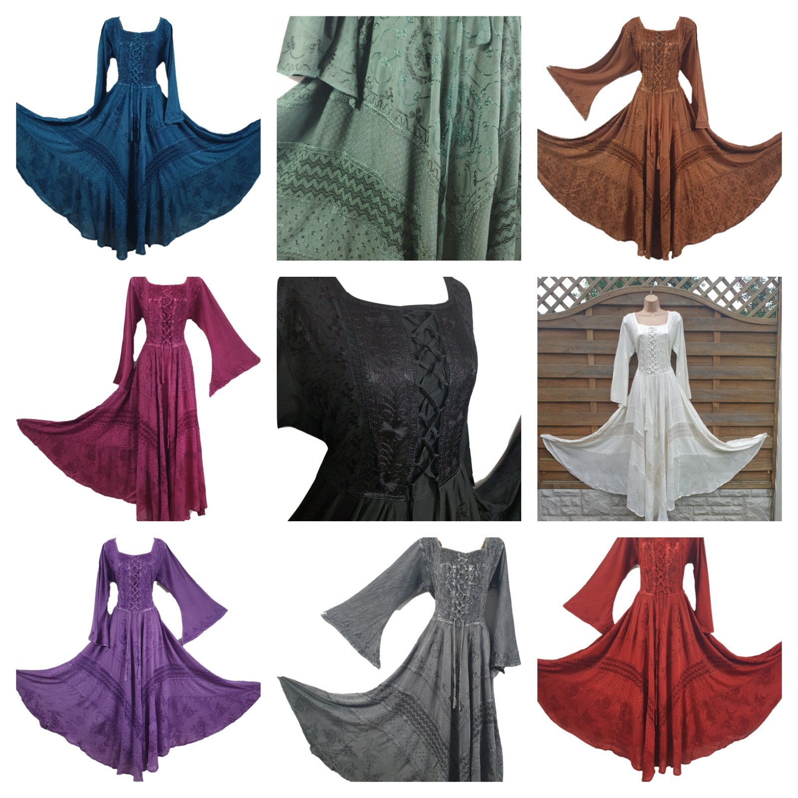 Maxi Dress Heavy Full Flare Bell Sleeve Gown Lace Up One Size Plus 16 18 20