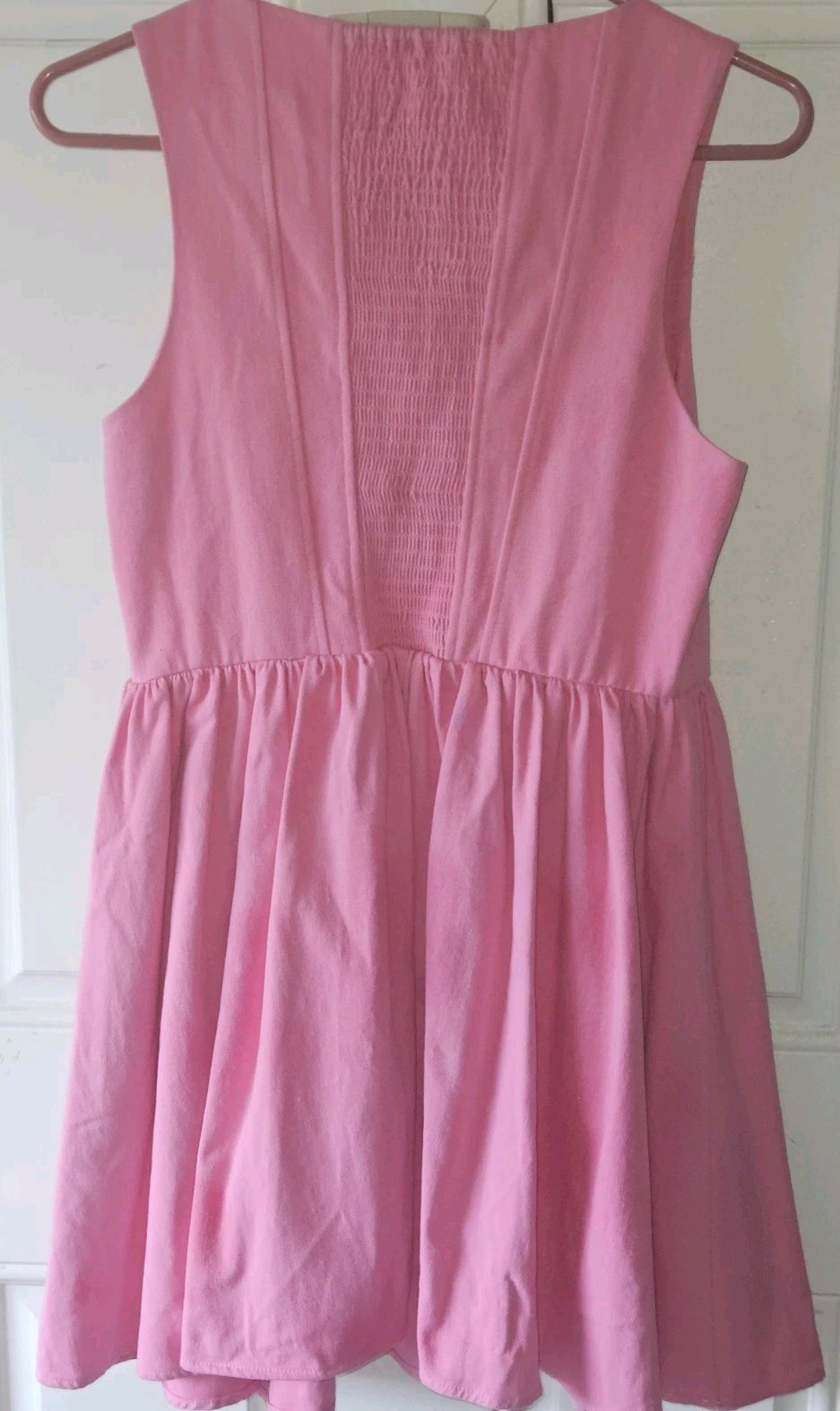 Kourt Pink Denim Corset Pleated Lele Babydoll Fit Flare Mini Dress Size Med NWT