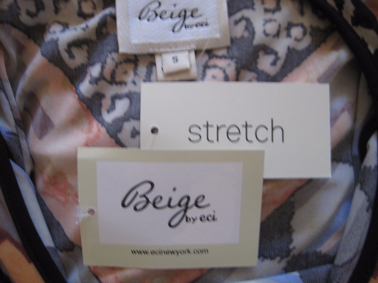 NWT BEIGE BY ECI SMALL Orange Multi Color Geometric Sleeveless Dress MSRP $79.