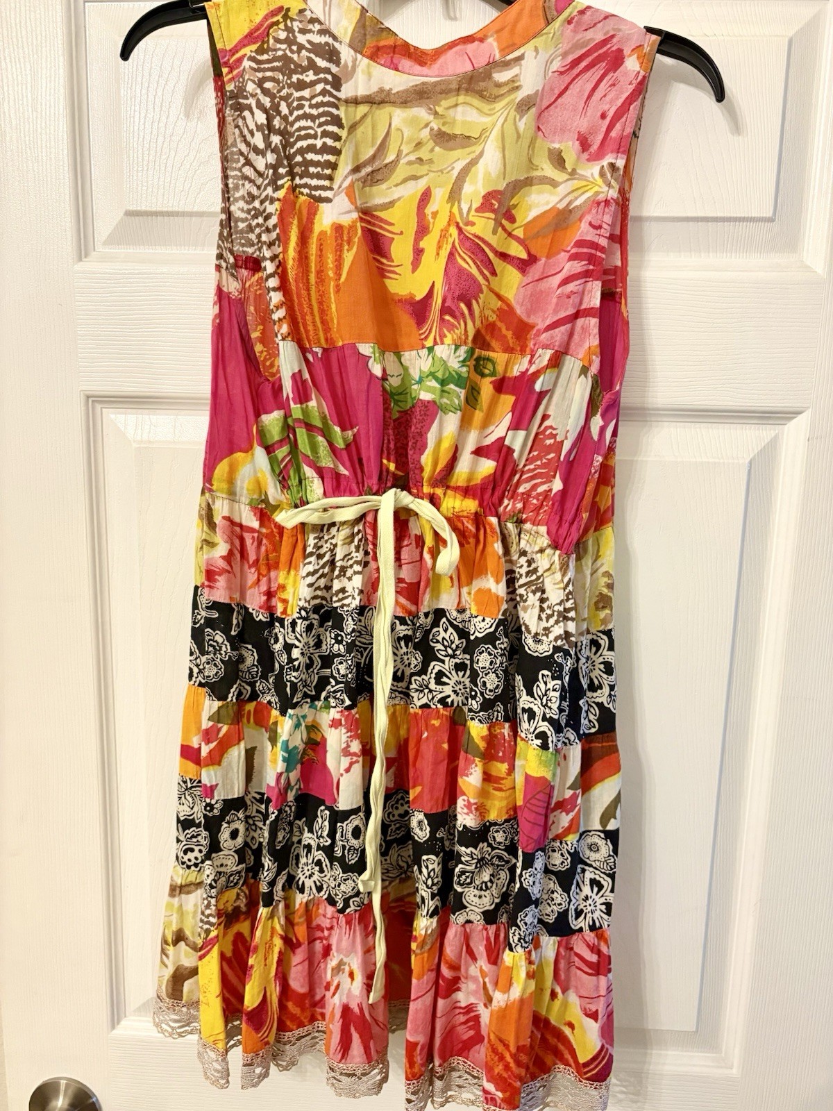 Free People Colorful Bright Patchwork Dress Womens Sz M