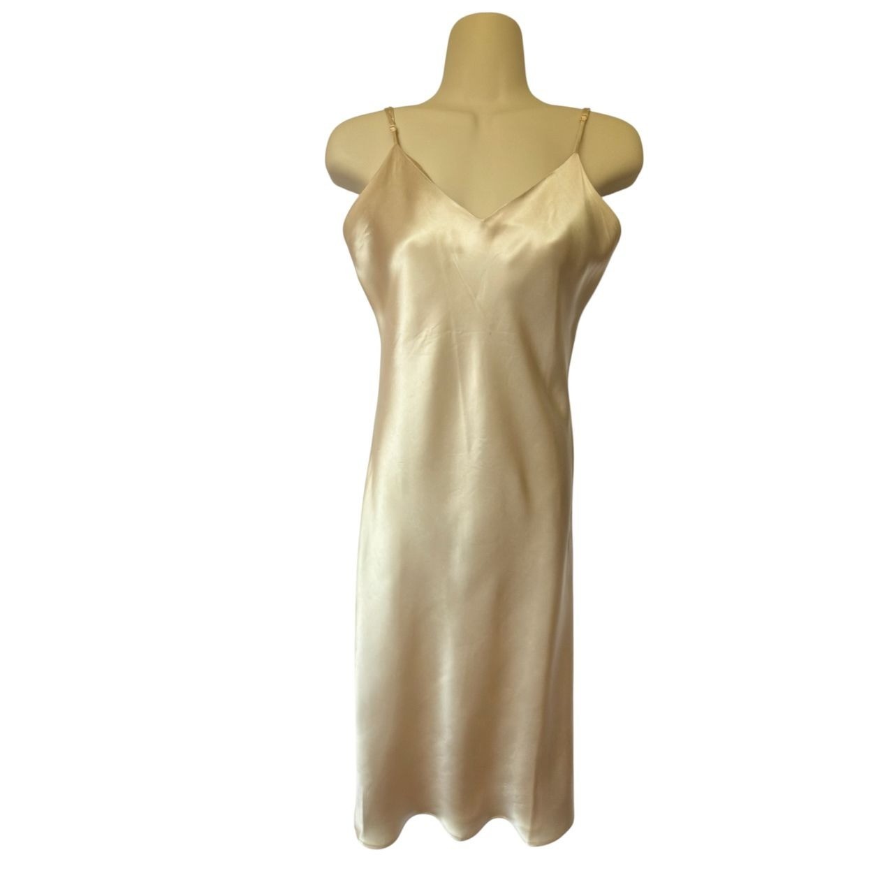Vintage Banana Republic Womens Small Champagne Silk Maxi Slip Dress 1990’s
