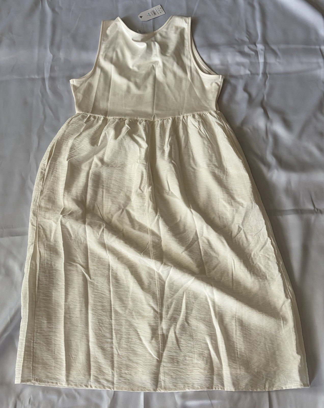 Womens Time and Tru Mixed Media Midi Dress L Ivory NWT