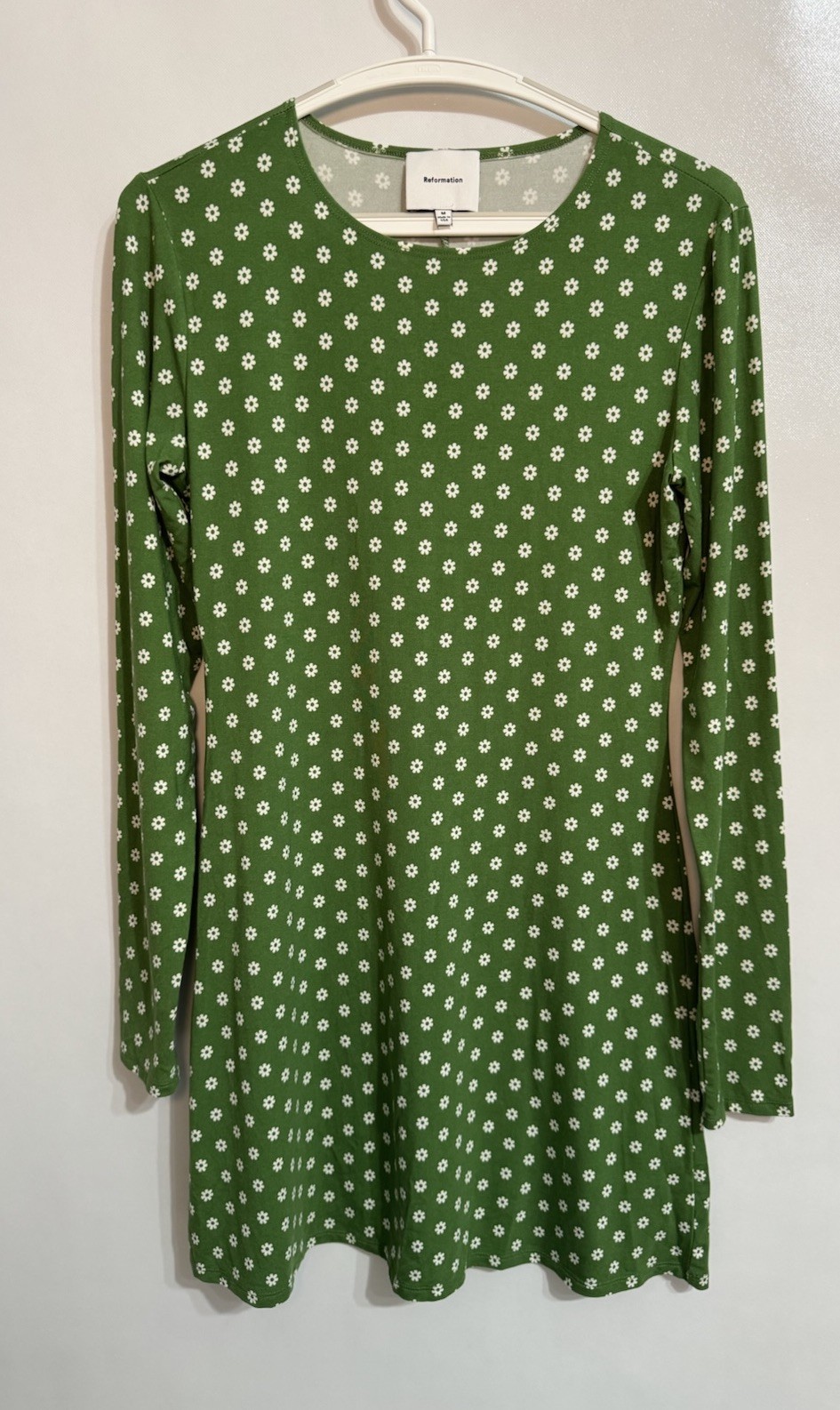 REFORMATION Medium Kenmare Long Sleeve Dress Hannah Green Retro Floral